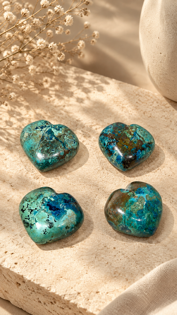 Palm stone & Puffy Hearts