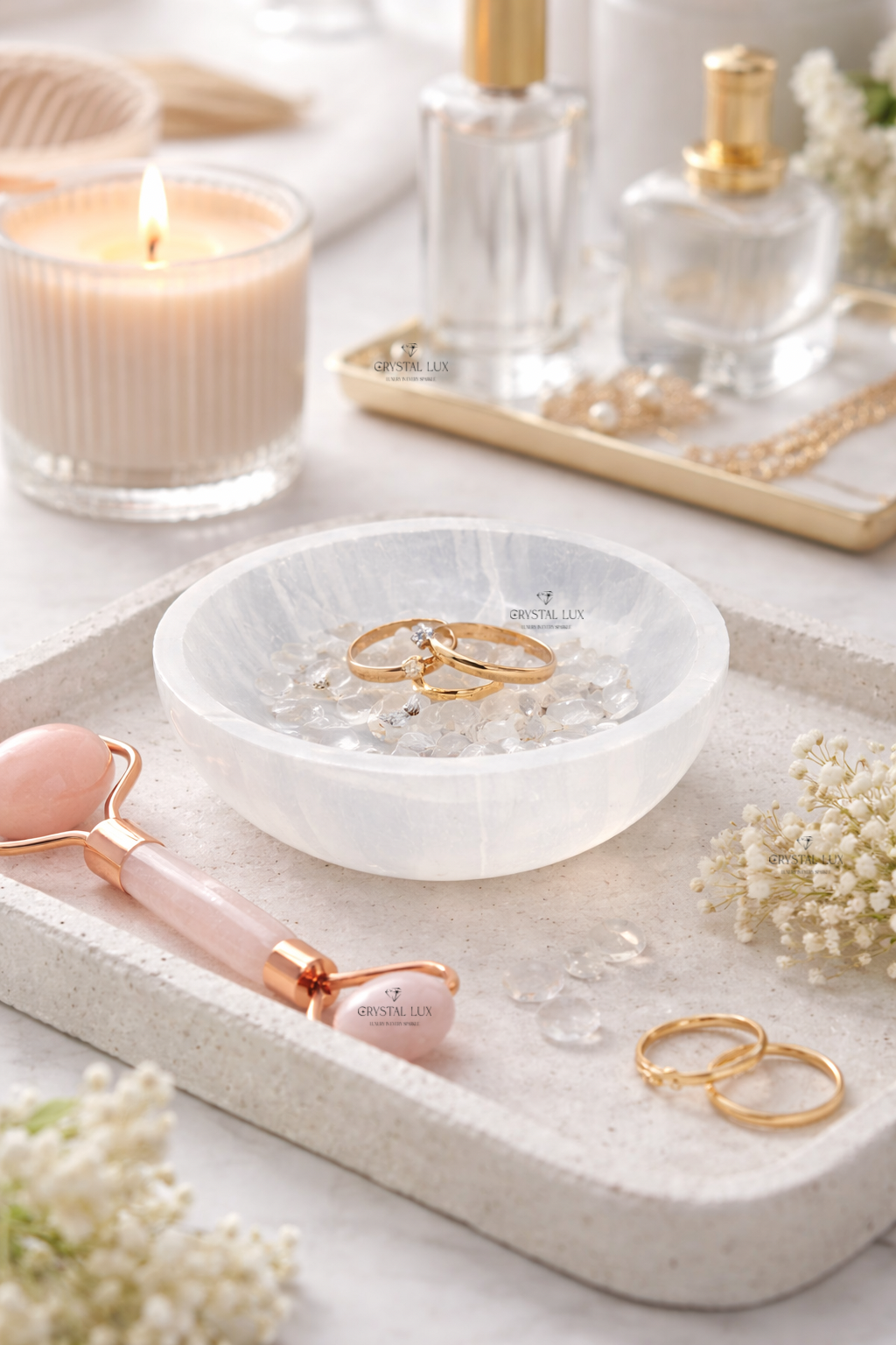 Selenite Crystal Bowl 4 Inch – Natural Selenite Charging & Cleansing Bowl for Crystals, Jewelry Holder & Spiritual Decor