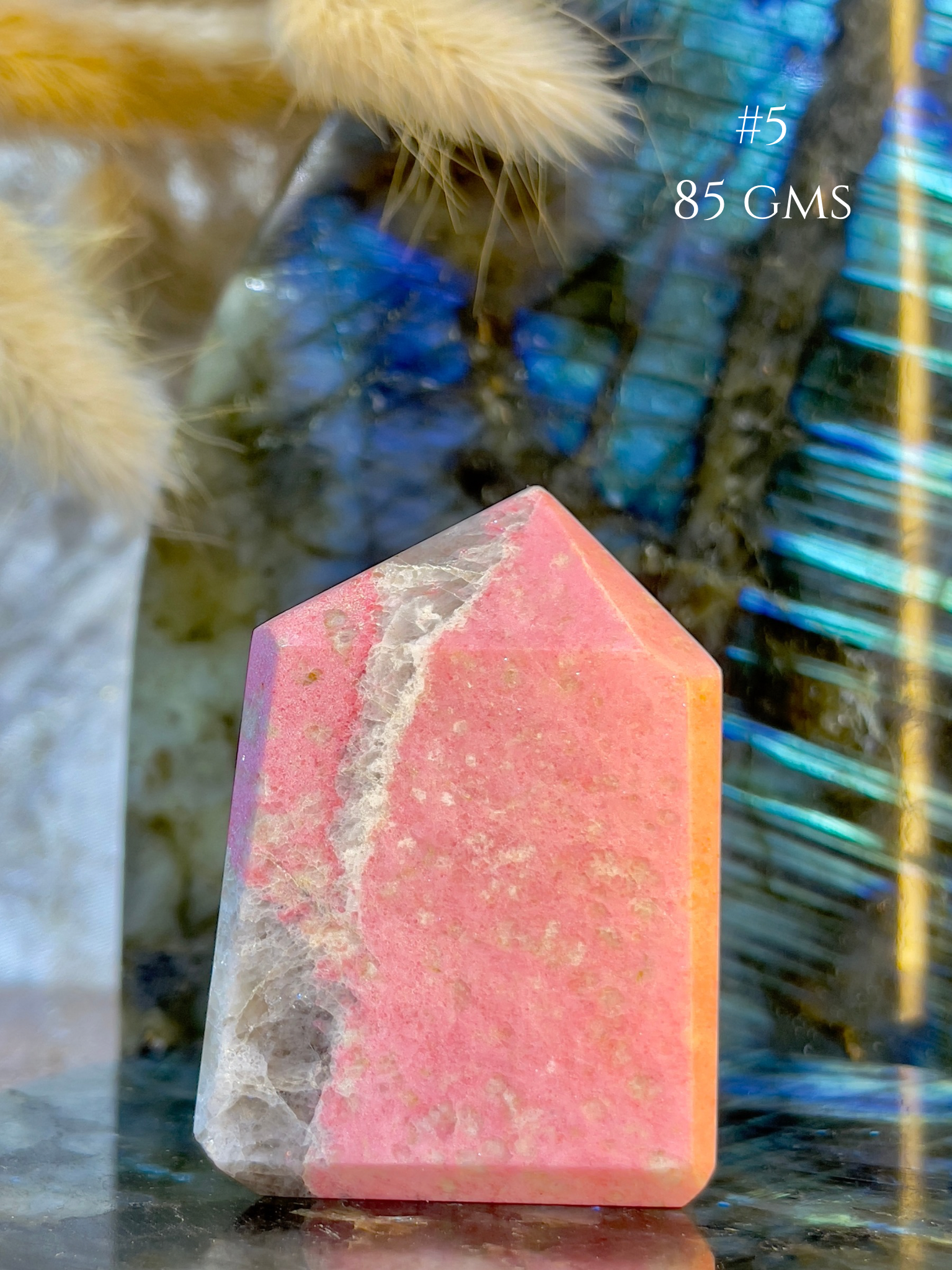 Thulite Crystal Tower for Emotional Healing & Self Love | Natural Pink Healing Stone