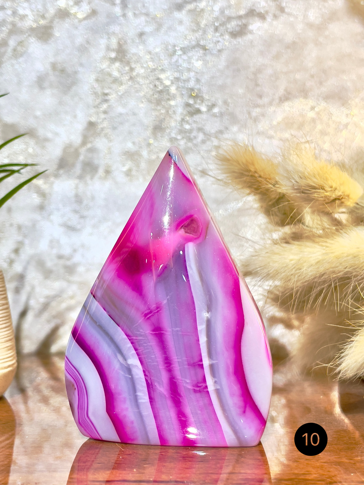 Pink Agate Flame Tower for Love, Emotional Healing & Positive Energy | Natural Crystal Décor