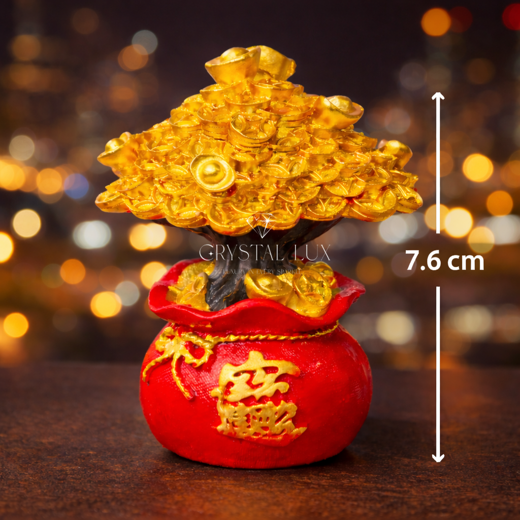 Golden Feng Shui Money Tree Showpiece | Wealth & Prosperity Decor for Home & Office