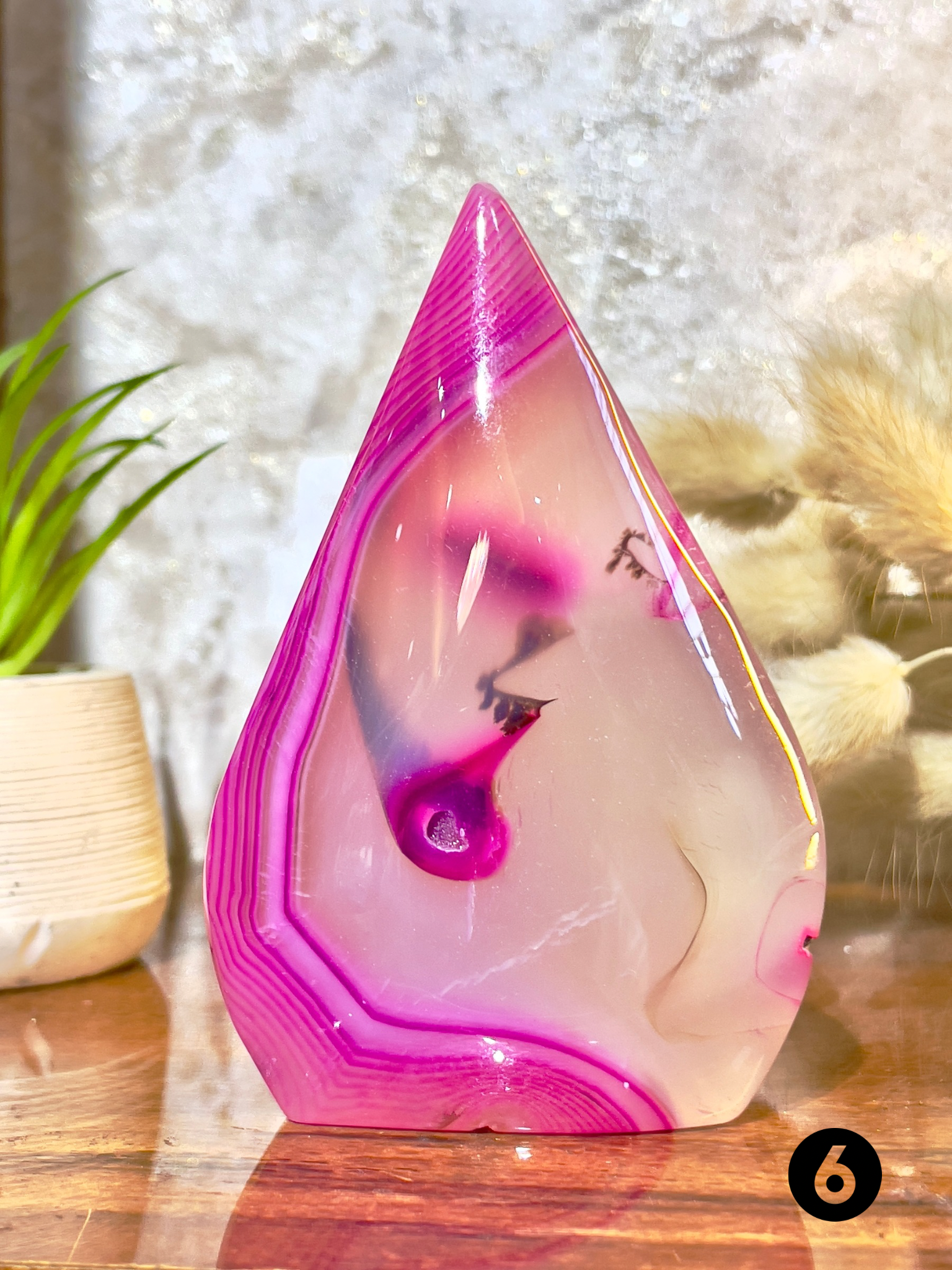 Pink Agate Flame Tower for Love, Emotional Healing & Positive Energy | Natural Crystal Décor