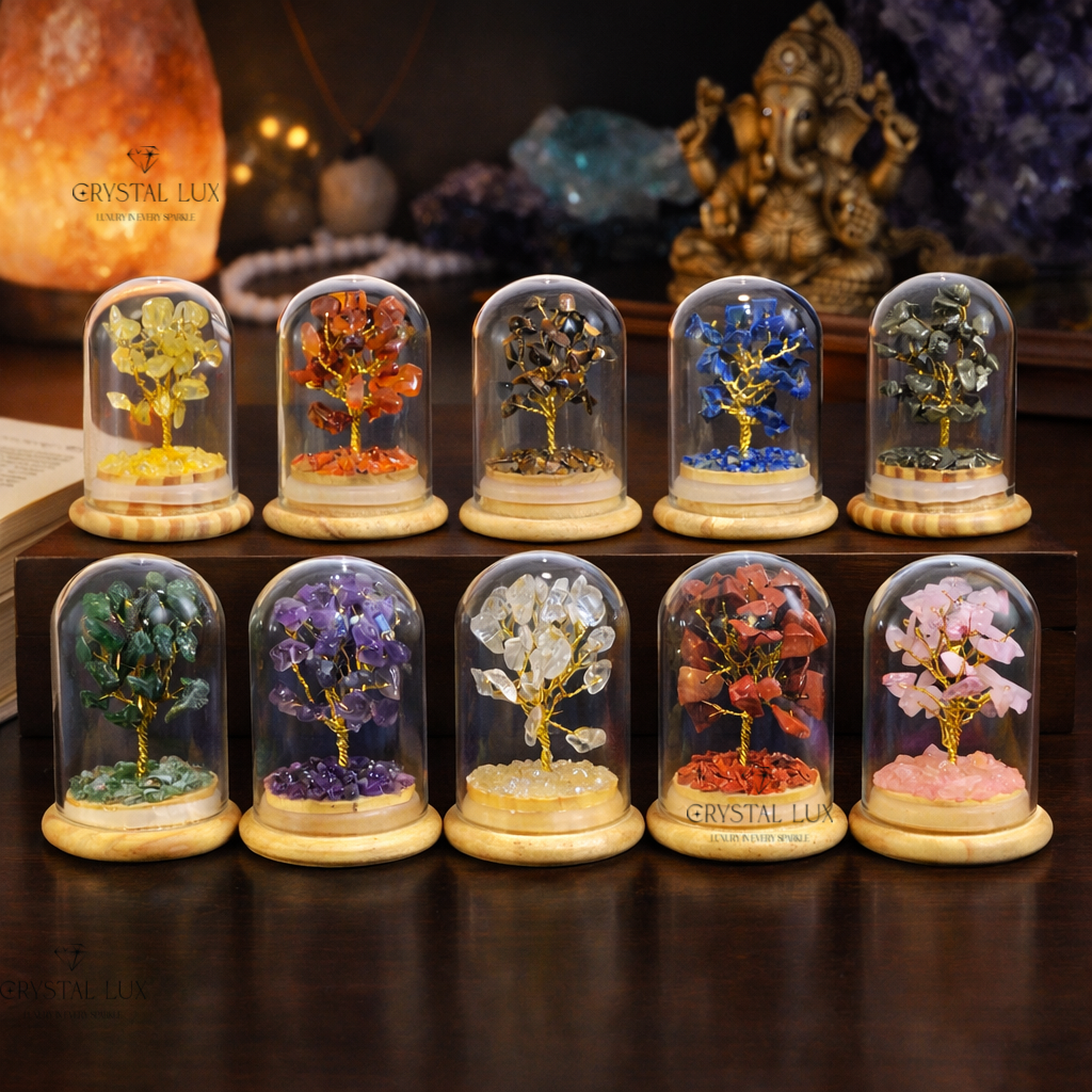 Mini Crystal Bonsai Tree in Glass Dome – Spiritual Home & Office Energy Decor
