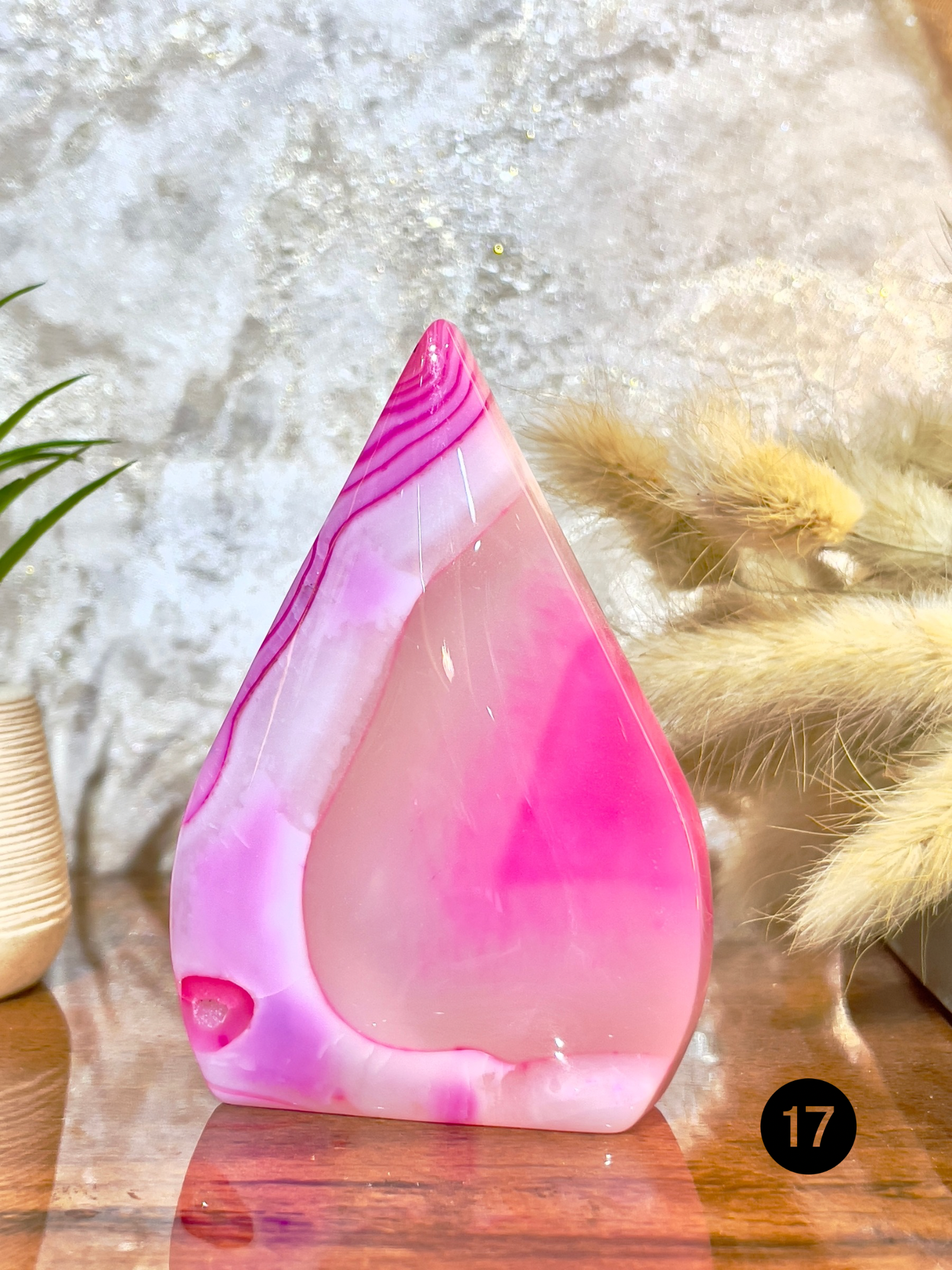 Pink Agate Flame Tower for Love, Emotional Healing & Positive Energy | Natural Crystal Décor
