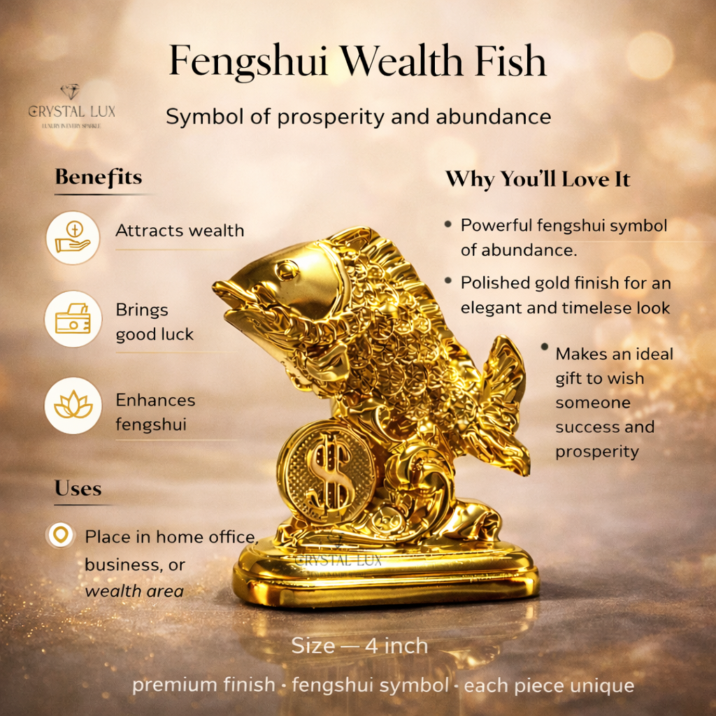 Feng Shui Wealth Fish with Coin – Money Luck & Prosperity Symbol Decor
