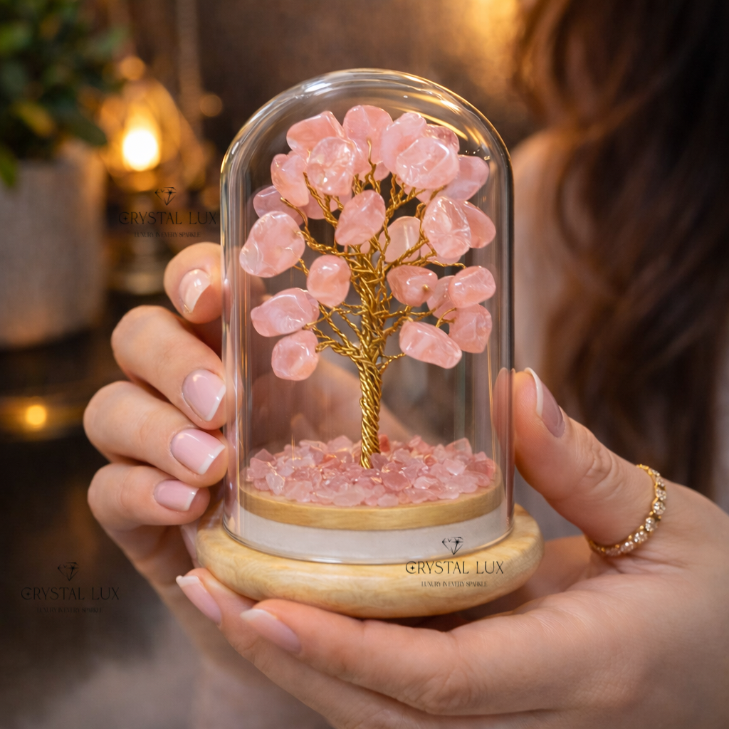 Mini Crystal Bonsai Tree in Glass Dome – Spiritual Home & Office Energy Decor