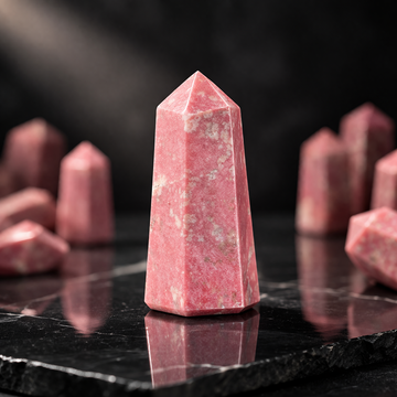 Thulite Crystal Tower for Emotional Healing & Self Love | Natural Pink Healing Stone