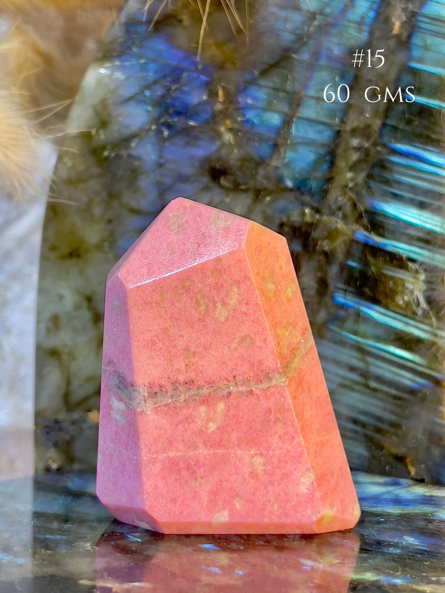 Thulite Crystal Tower for Emotional Healing & Self Love | Natural Pink Healing Stone