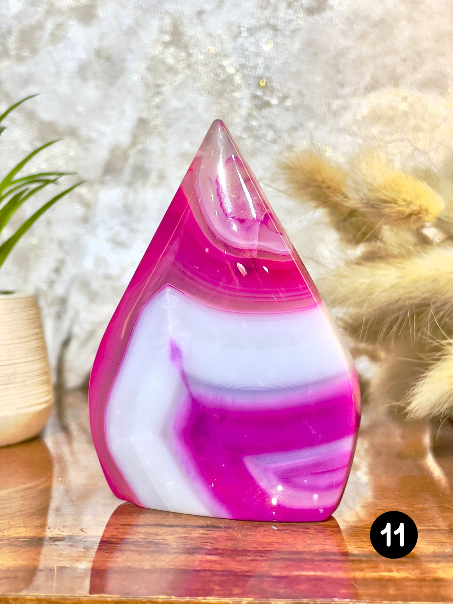 Pink Agate Flame Tower for Love, Emotional Healing & Positive Energy | Natural Crystal Décor