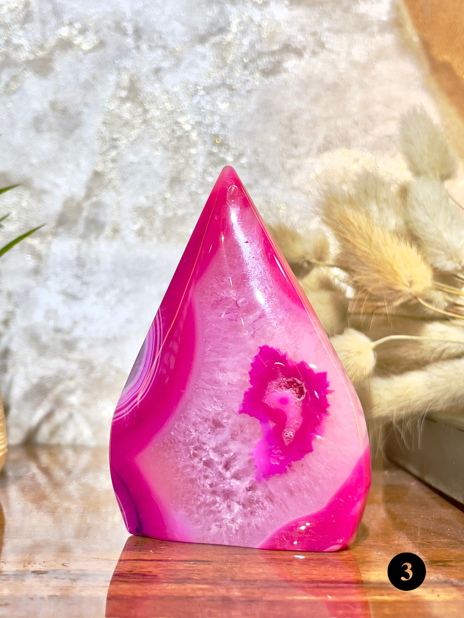 Pink Agate Flame Tower for Love, Emotional Healing & Positive Energy | Natural Crystal Décor