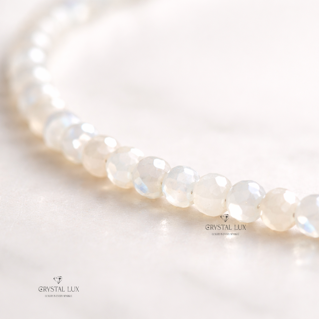 Luxury Mother of Pearl 2mm Faceted Necklace – Elegant Healing Shell Neckpiece | Minimalist Pearl Glow Jewelery