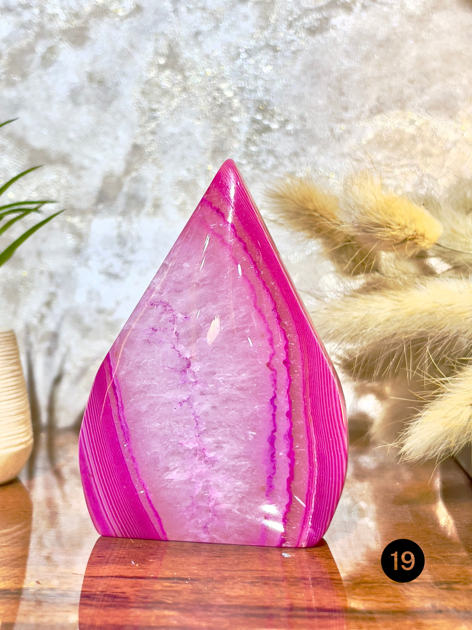 Pink Agate Flame Tower for Love, Emotional Healing & Positive Energy | Natural Crystal Décor