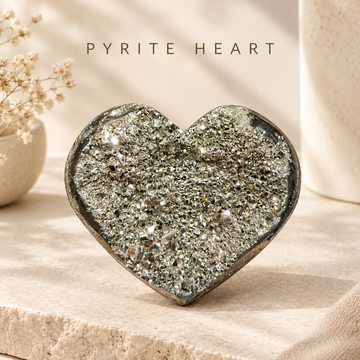 Natural Pyrite Druzy Puffy Heart – Golden Pyrite Specimen & Luxury Décor | Crystal Lux Studio