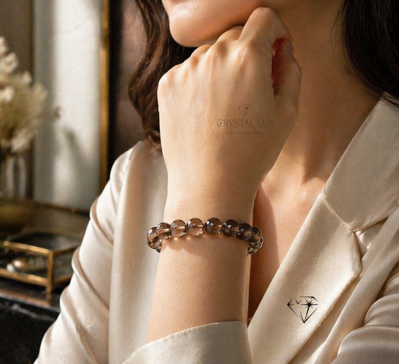 Smokey Quartz Faceted Protection & Grounding Bracelet – Natural Crystal Healing