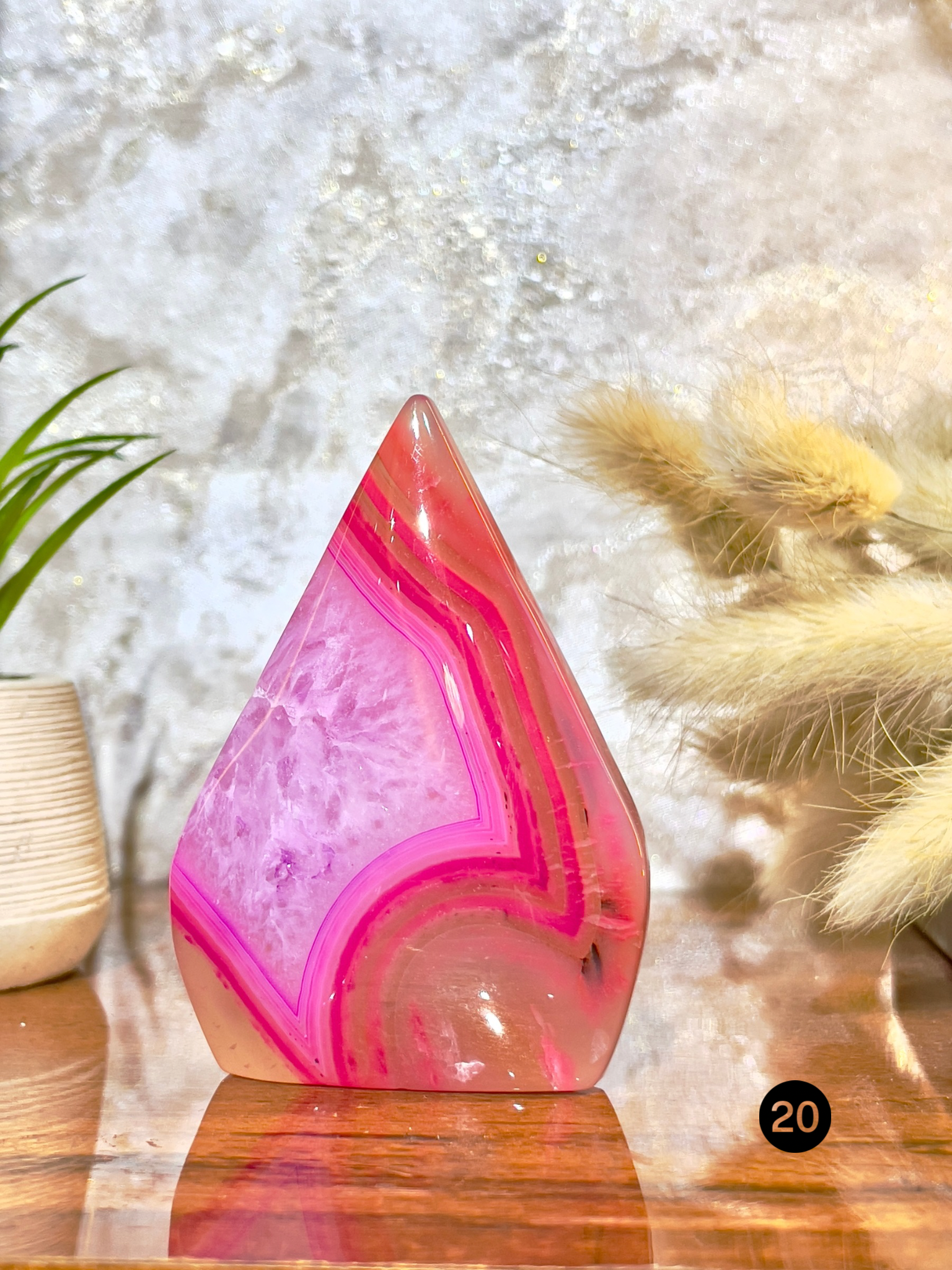 Pink Agate Flame Tower for Love, Emotional Healing & Positive Energy | Natural Crystal Décor