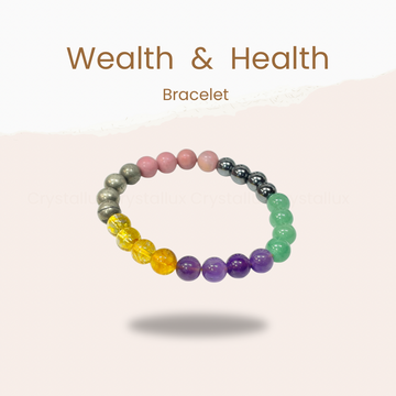 Health & Wealth Multi-Stone Crystal Bracelet – Pyrite, Citrine, Amethyst, Aventurine, Magnetite & Rhodochrosite