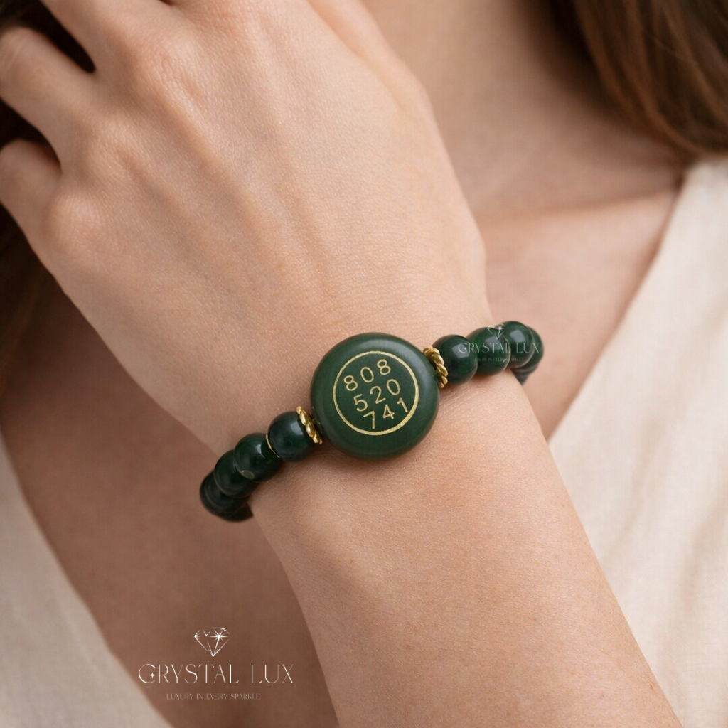Green Jade Zibu Coin Bracelet | Feng Shui Wealth & Prosperity Crystal Bracelet