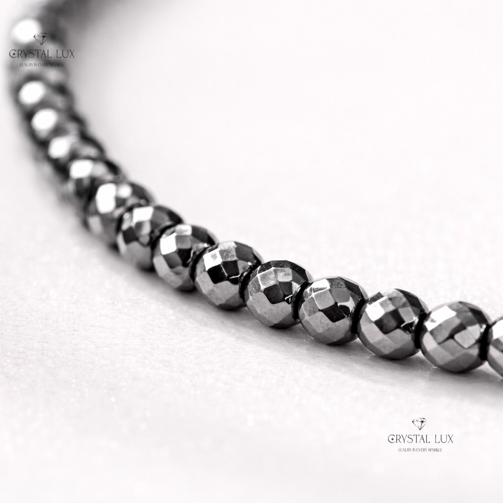 Luxury Hematite 2mm Faceted Necklace – Grounding Healing Crystal Neckpiece | Minimalist Protective Jewelry