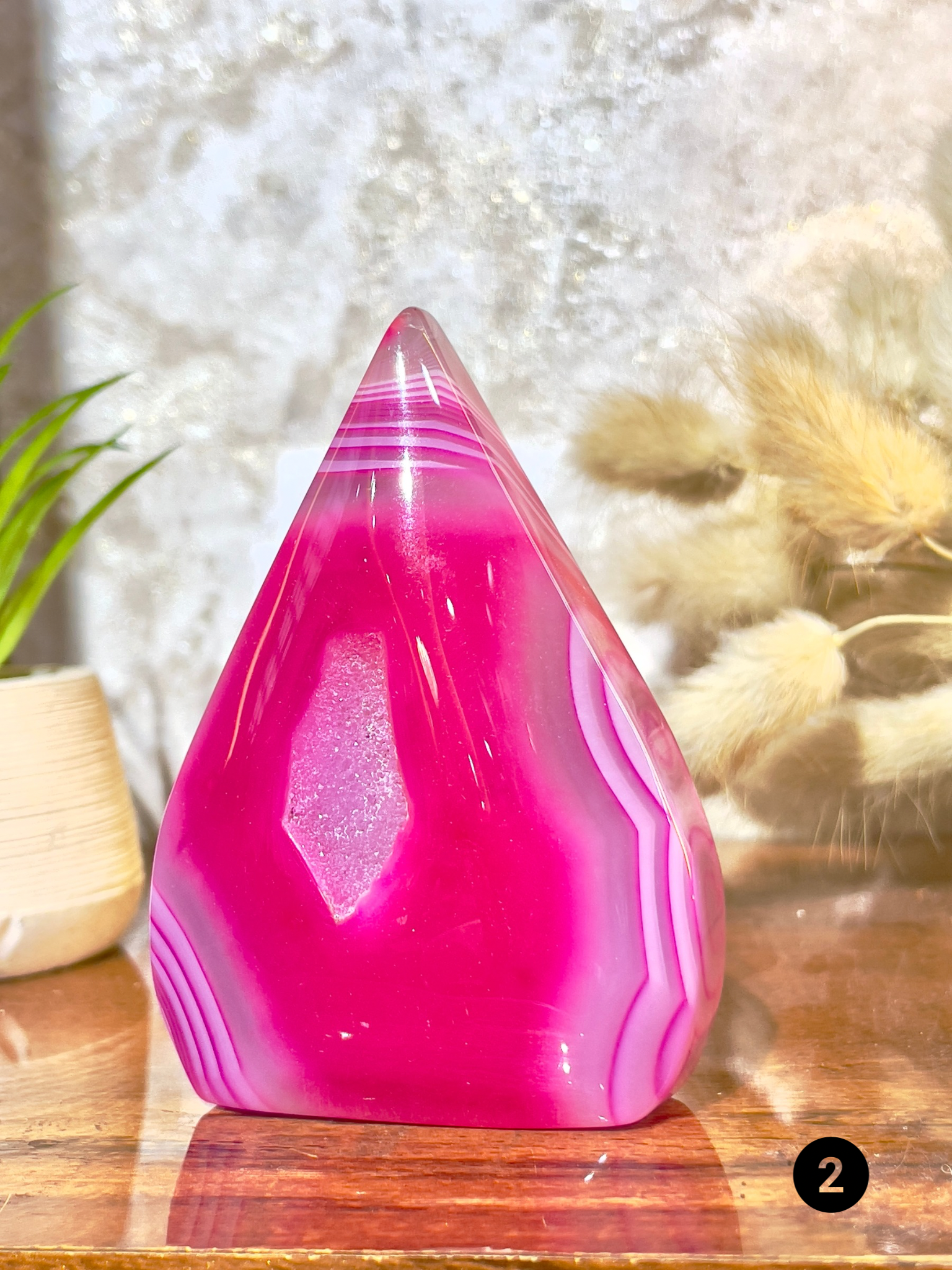 Pink Agate Flame Tower for Love, Emotional Healing & Positive Energy | Natural Crystal Décor