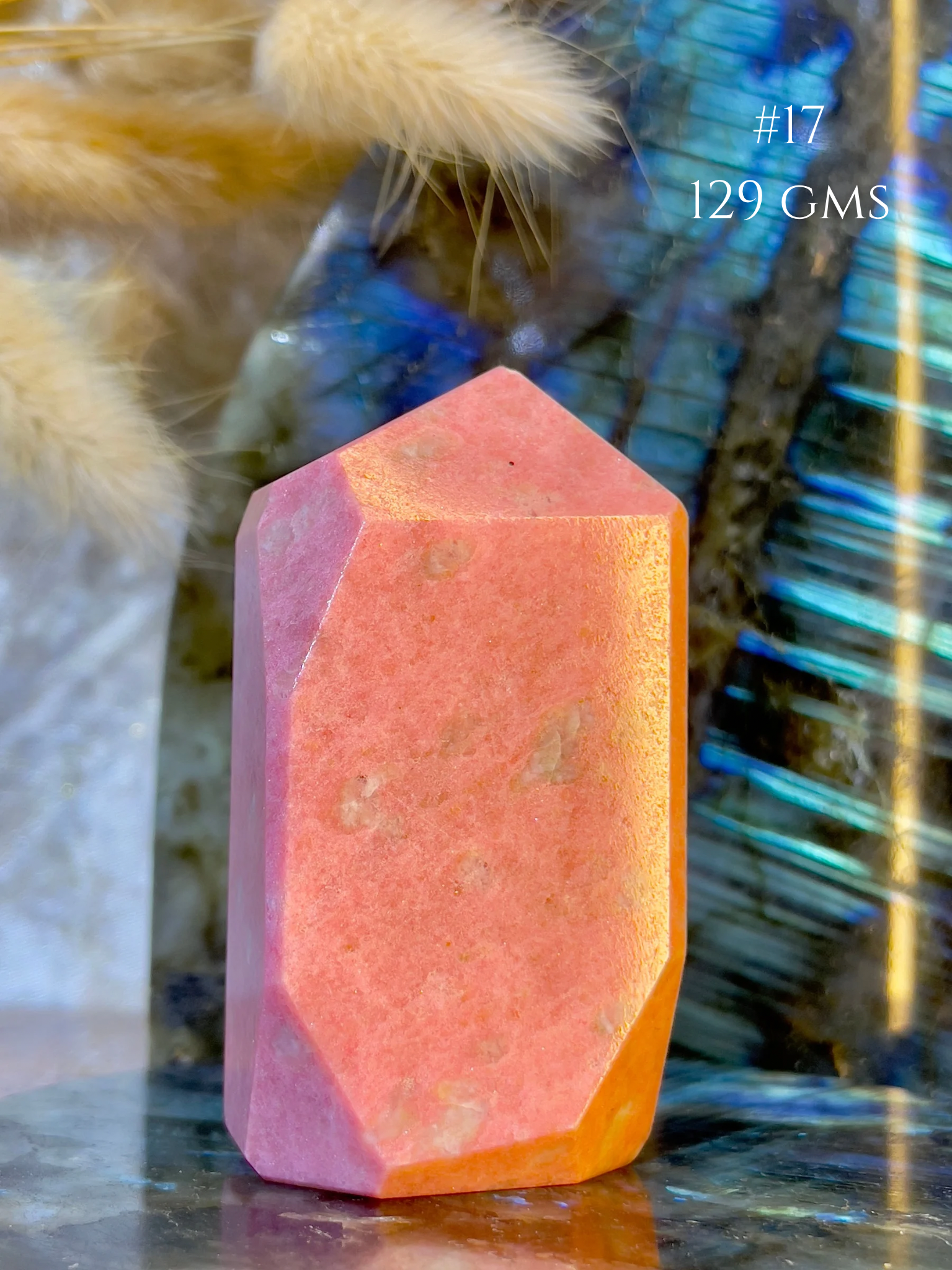 Thulite Crystal Tower for Emotional Healing & Self Love | Natural Pink Healing Stone