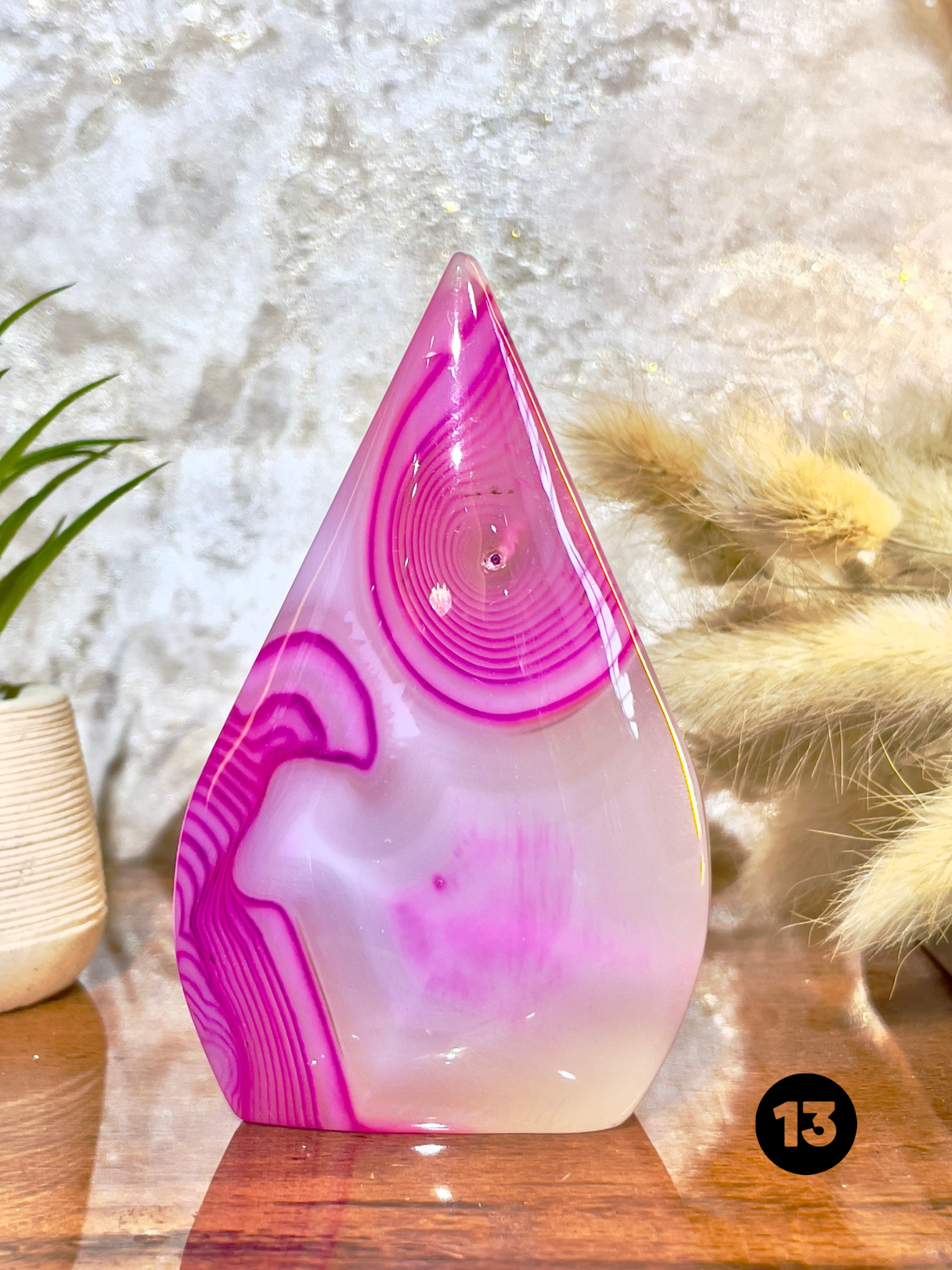 Pink Agate Flame Tower for Love, Emotional Healing & Positive Energy | Natural Crystal Décor
