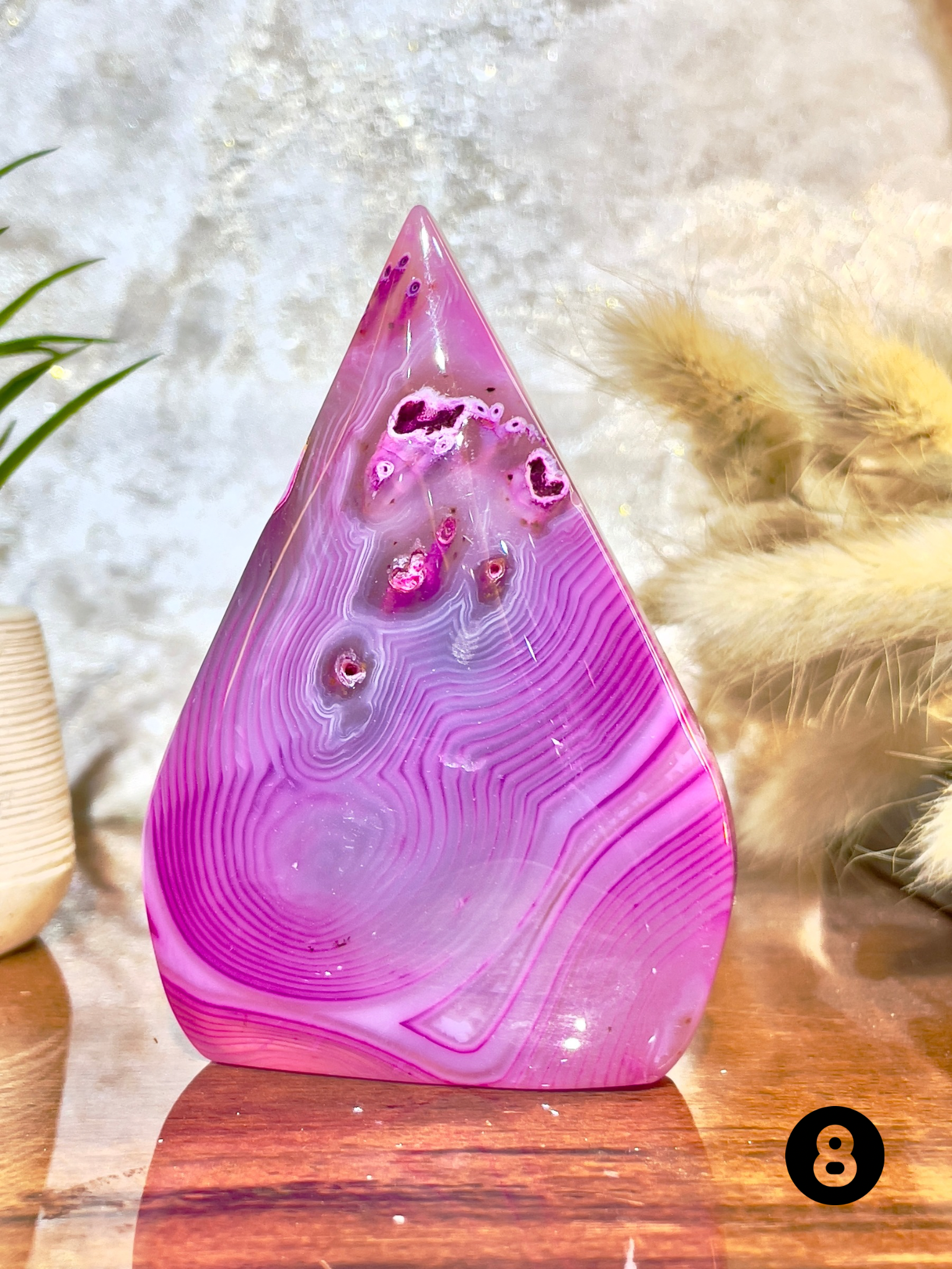 Pink Agate Flame Tower for Love, Emotional Healing & Positive Energy | Natural Crystal Décor