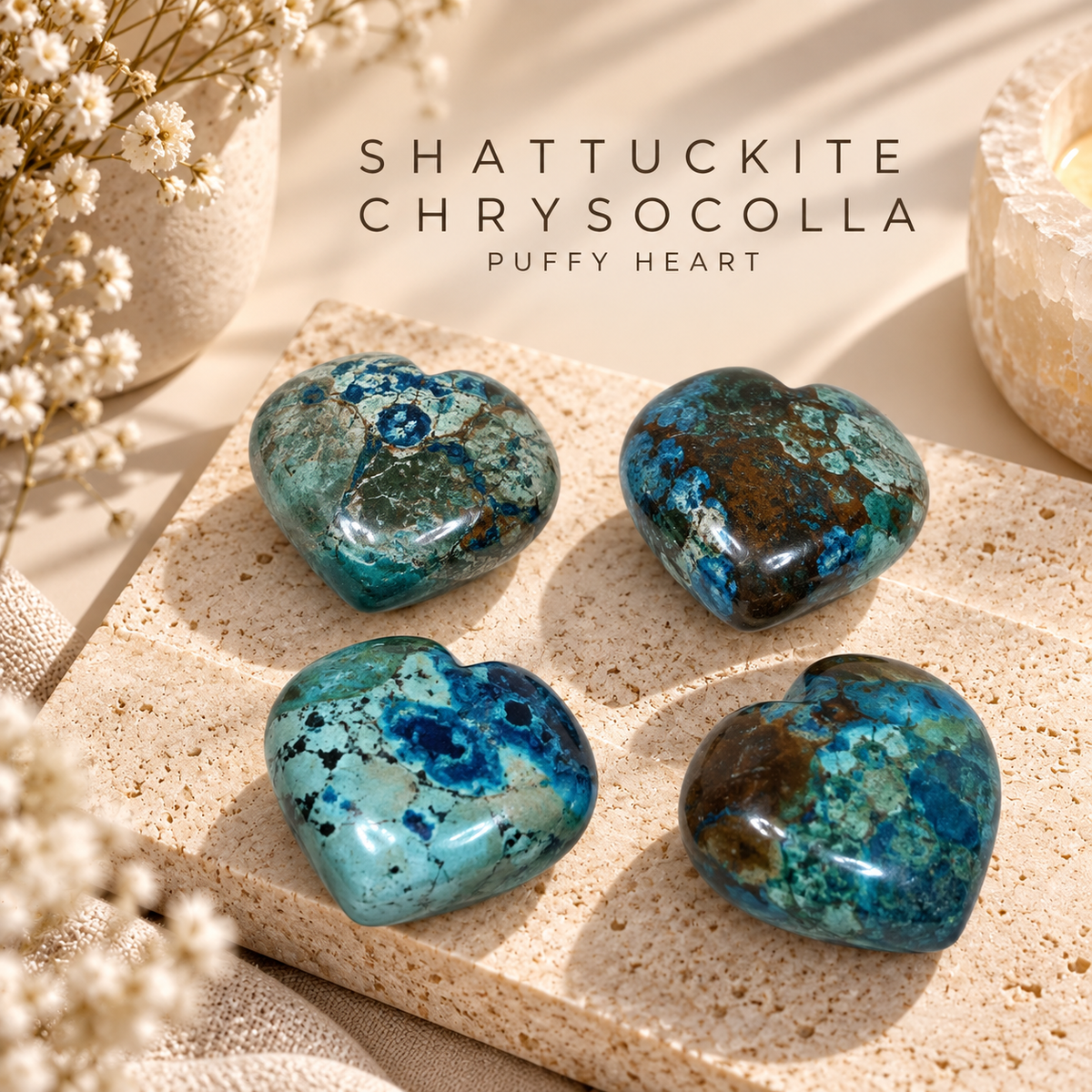 Shattuckite Chrysocolla Puffy Heart | Natural Crystal Heart