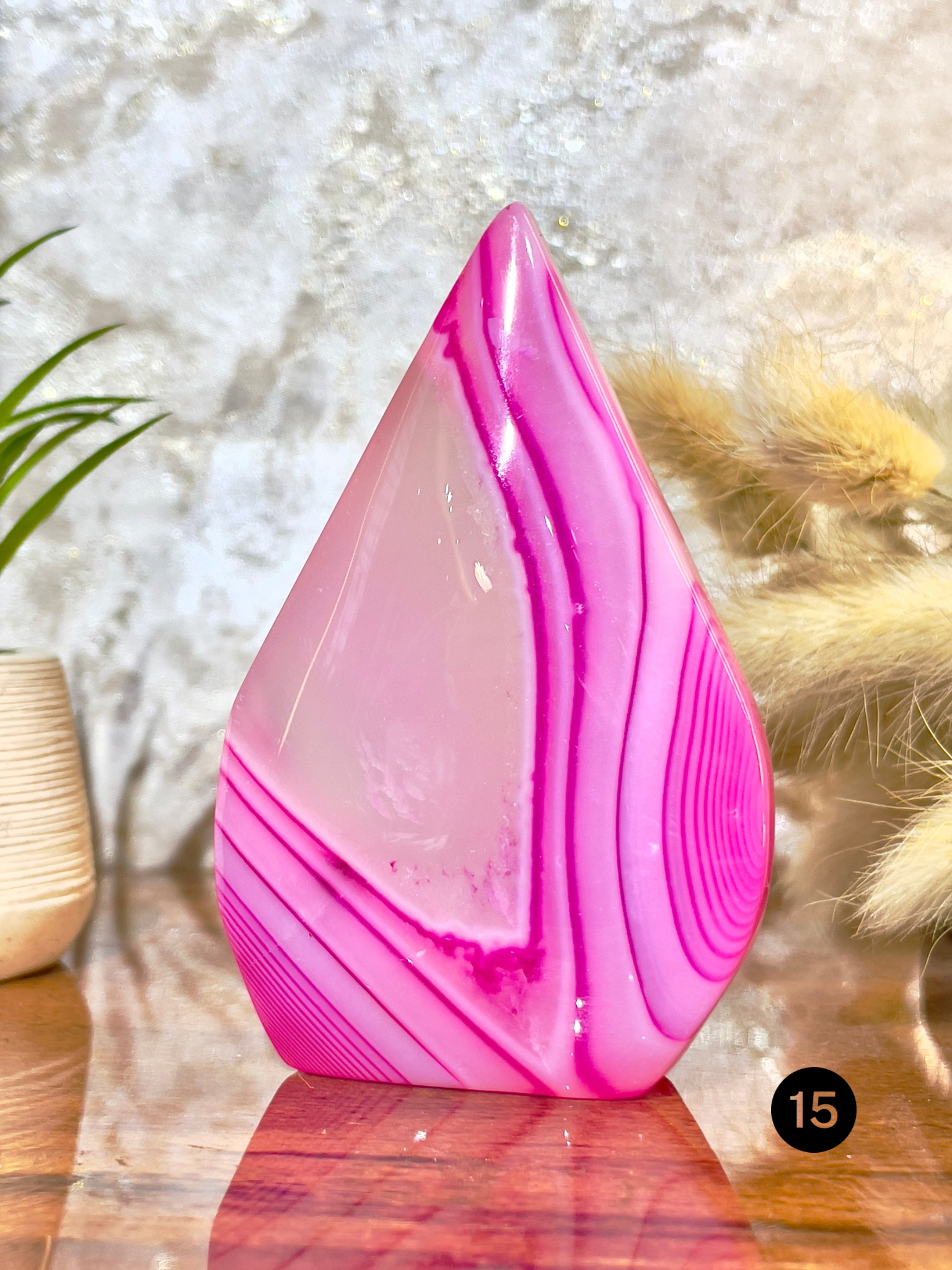 Pink Agate Flame Tower for Love, Emotional Healing & Positive Energy | Natural Crystal Décor