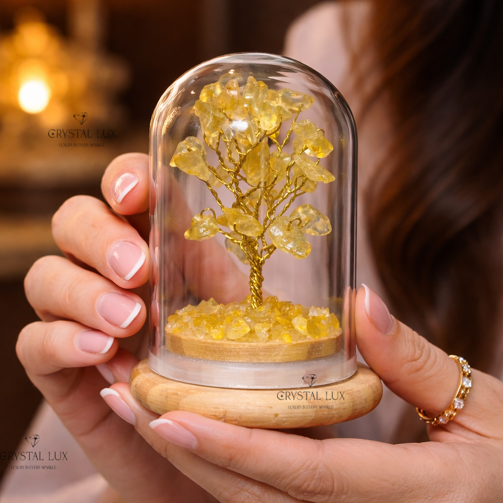 Mini Crystal Bonsai Tree in Glass Dome – Spiritual Home & Office Energy Decor