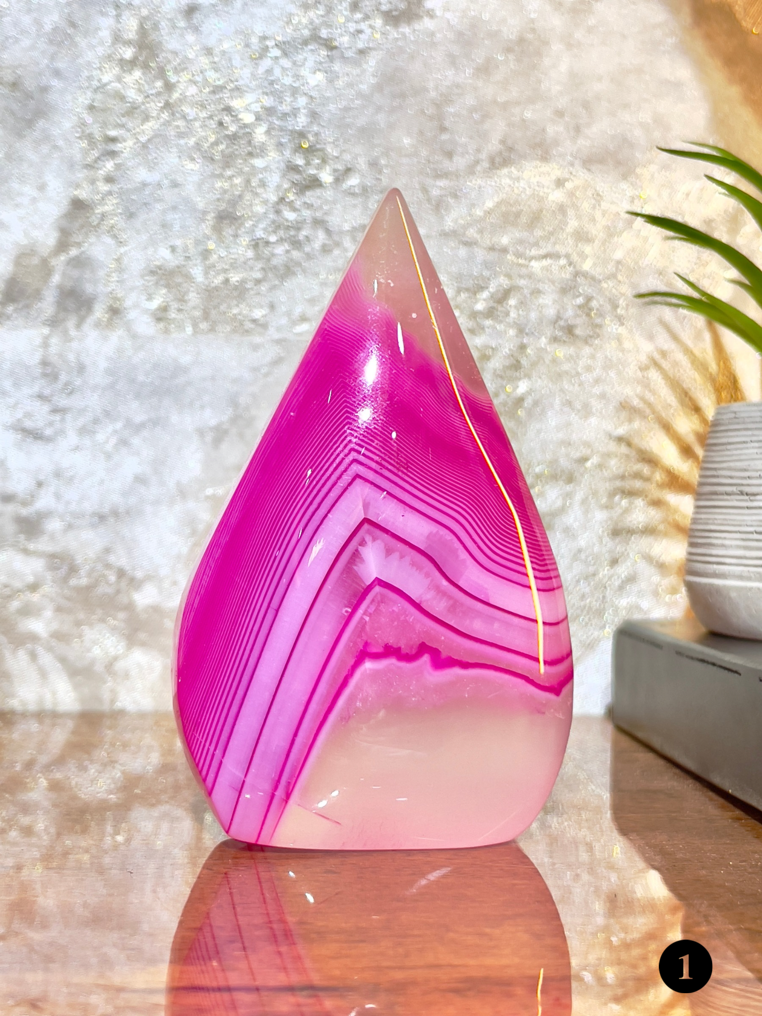 Pink Agate Flame Tower for Love, Emotional Healing & Positive Energy | Natural Crystal Décor