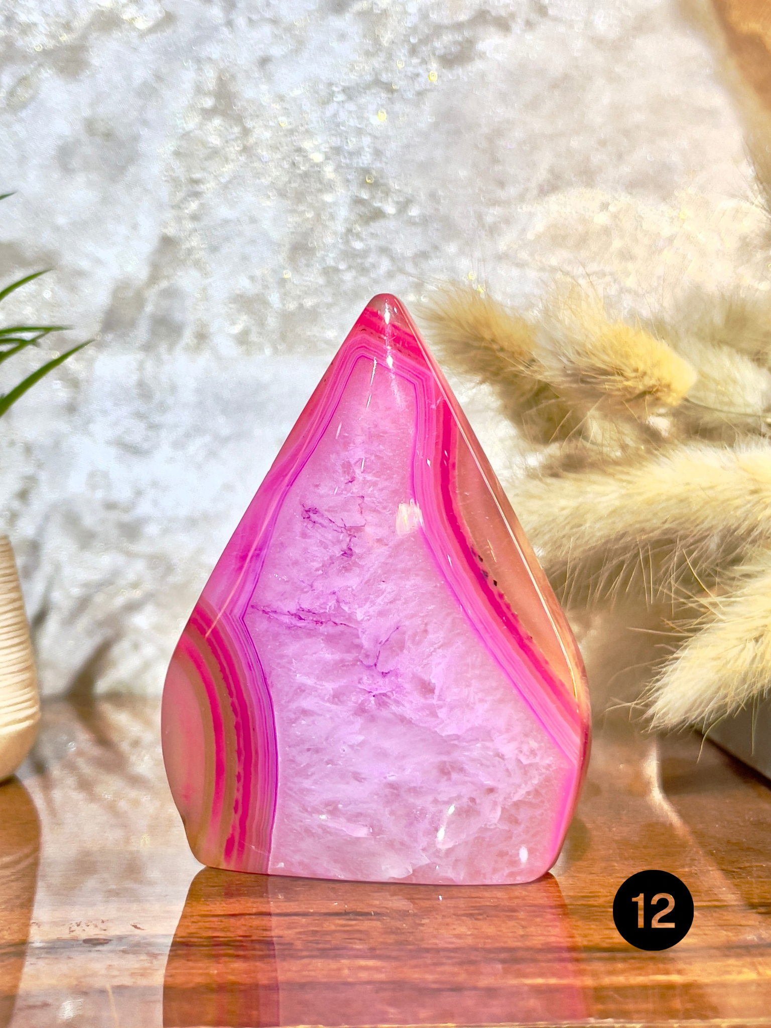 Pink Agate Flame Tower for Love, Emotional Healing & Positive Energy | Natural Crystal Décor