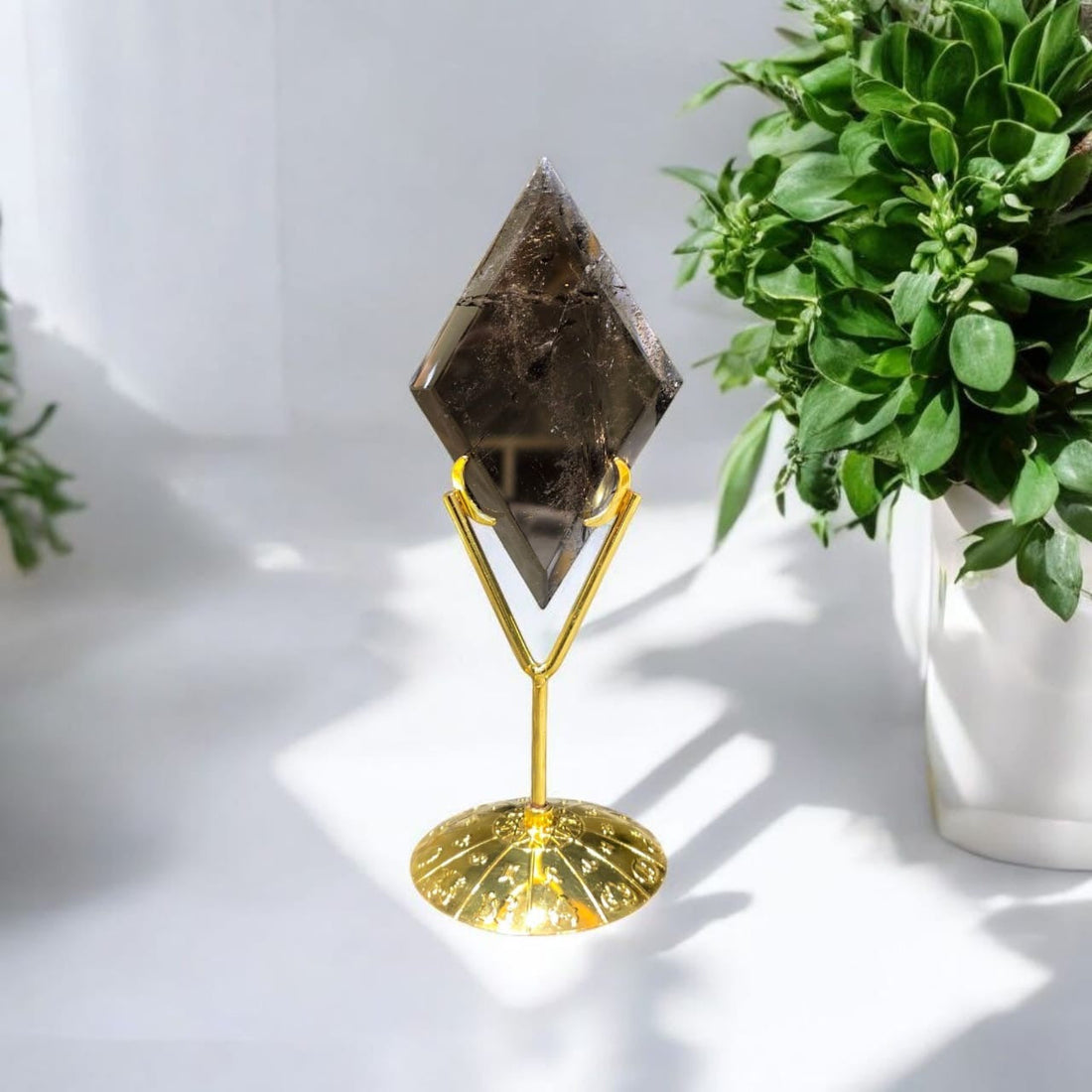 Luxury Smokey Quartz Diamond Crystal | Grounding Stone for Meditation & Home Display