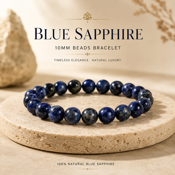 Blue Sapphire Gemstone Bracelet 10mm | Premium Natural Crystal Jewellery