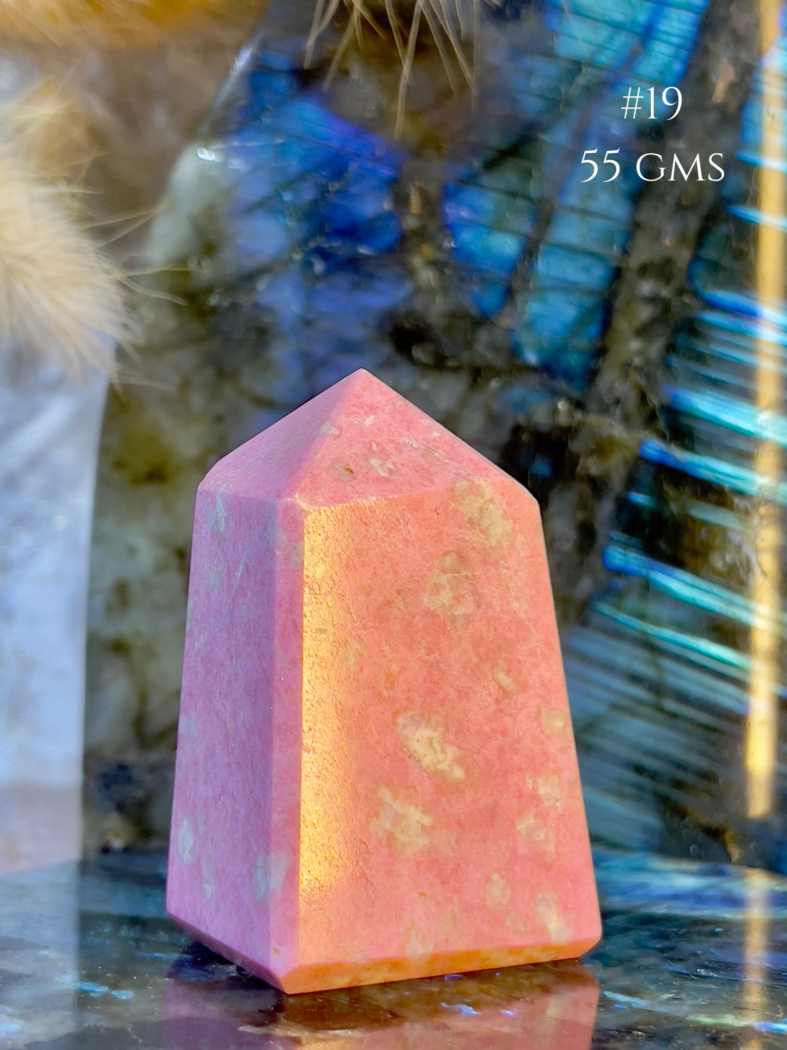 Thulite Crystal Tower for Emotional Healing & Self Love | Natural Pink Healing Stone