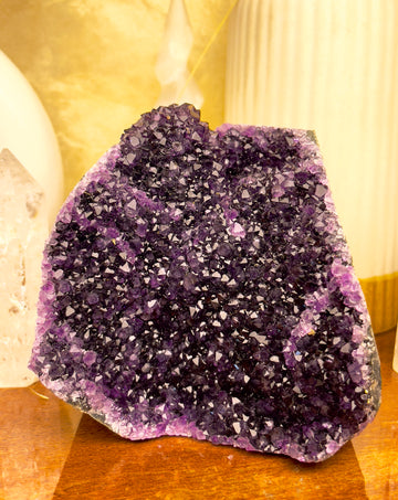 Natural Deep Purple Amethyst Cluster Standing Geode | Healing & Home Decor Stone