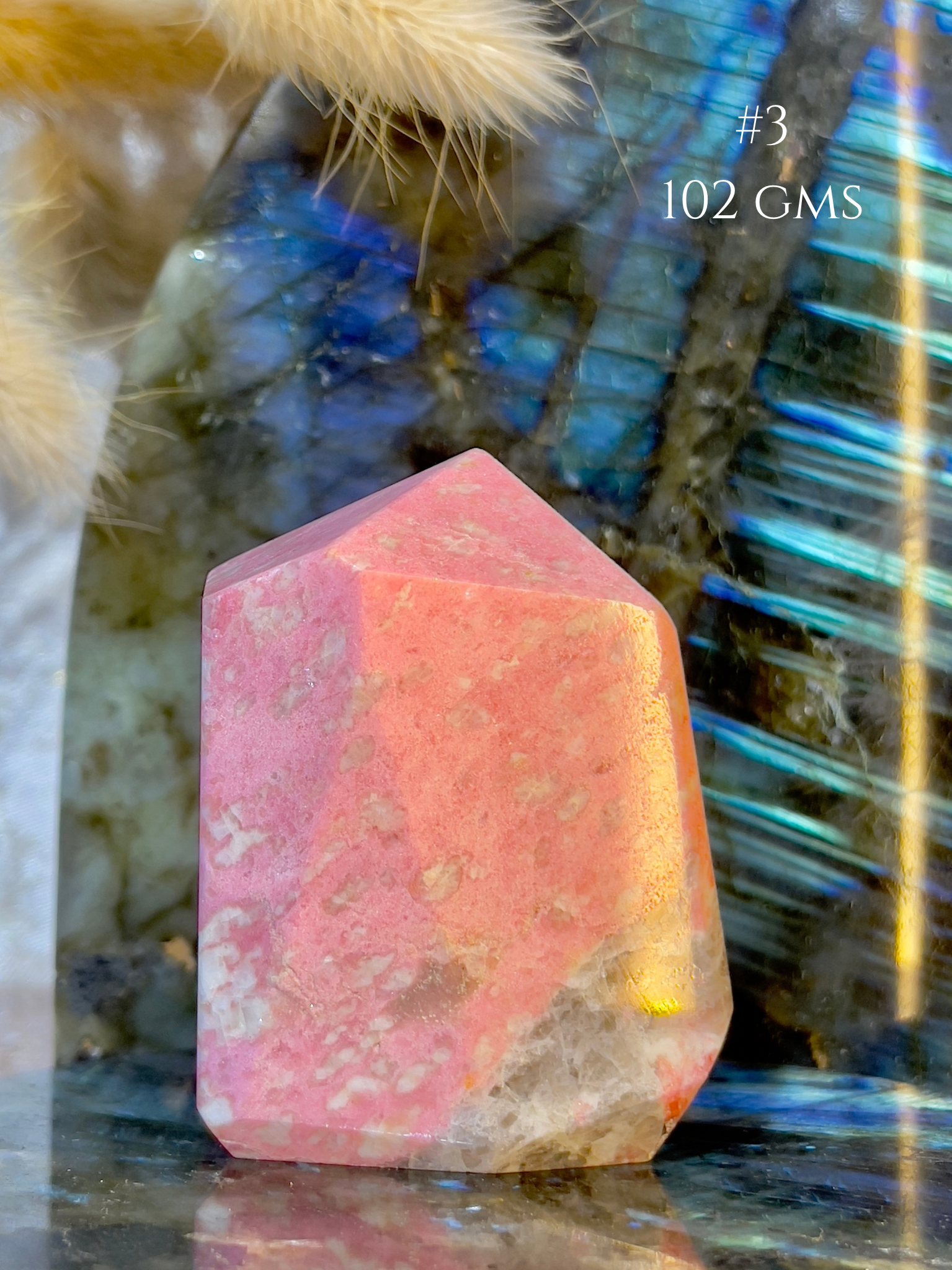 Thulite Crystal Tower for Emotional Healing & Self Love | Natural Pink Healing Stone