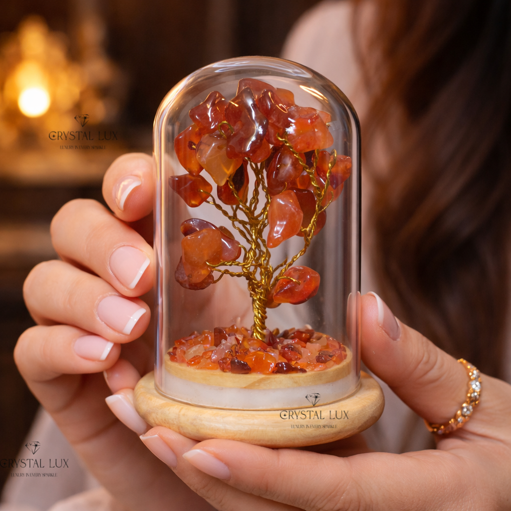 Mini Crystal Bonsai Tree in Glass Dome – Spiritual Home & Office Energy Decor