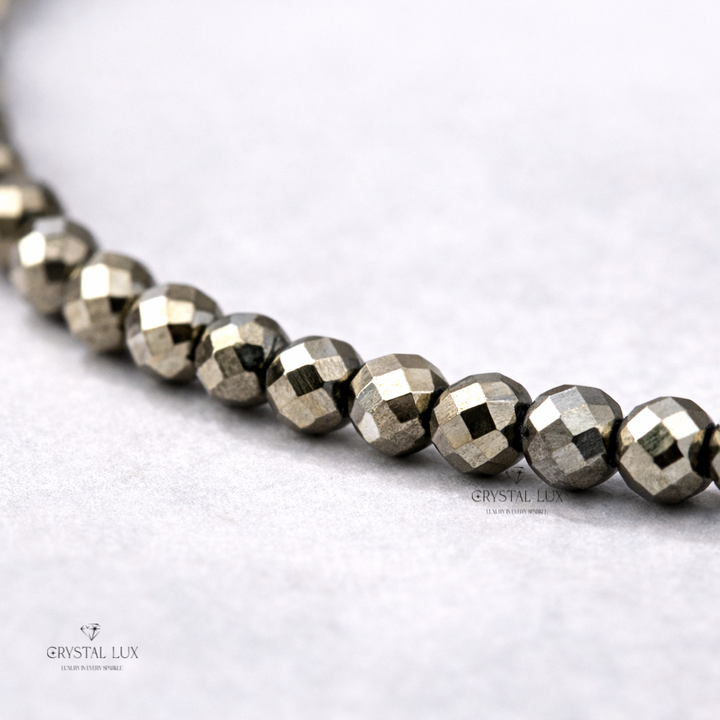 Luxury Pyrite 2mm Faceted Necklace – Wealth & Protection Healing Crystal Neckpiece | Minimalist Premium Jewelry