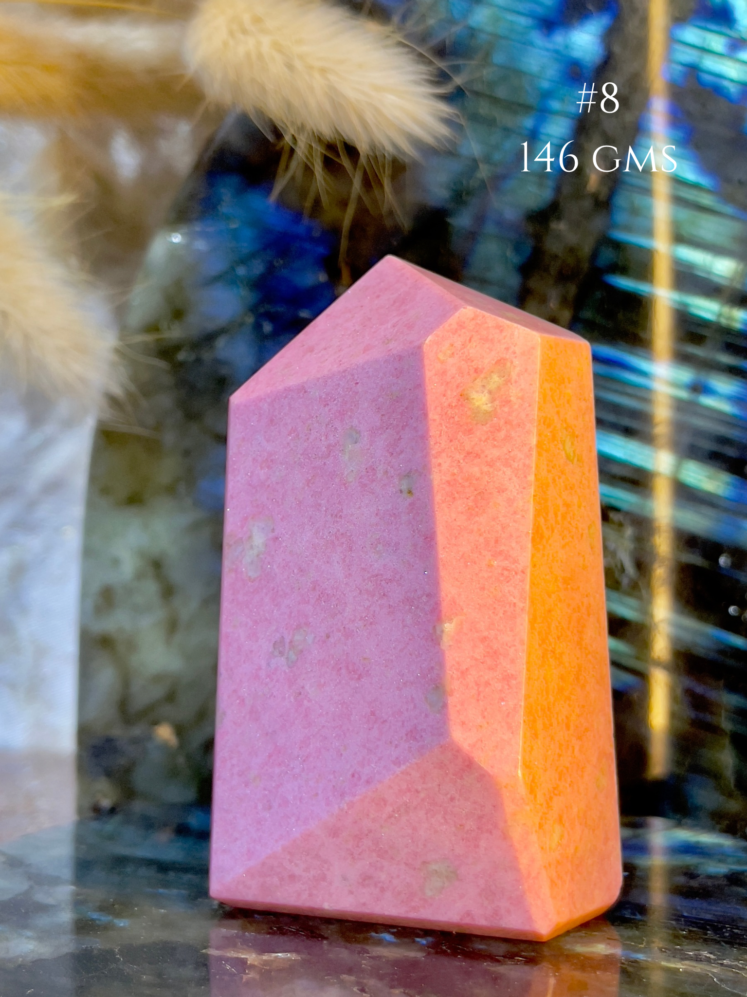 Thulite Crystal Tower for Emotional Healing & Self Love | Natural Pink Healing Stone