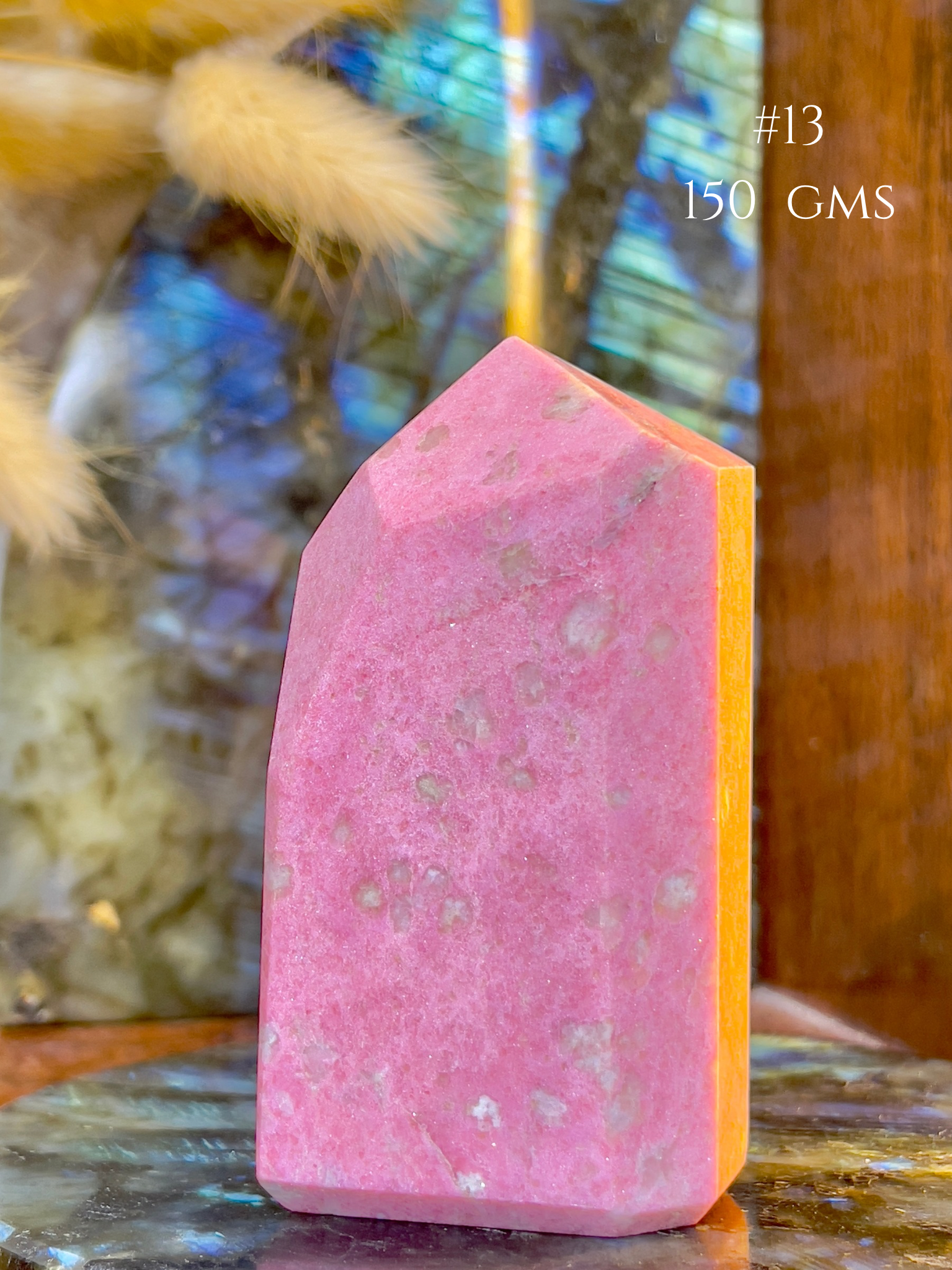 Thulite Crystal Tower for Emotional Healing & Self Love | Natural Pink Healing Stone