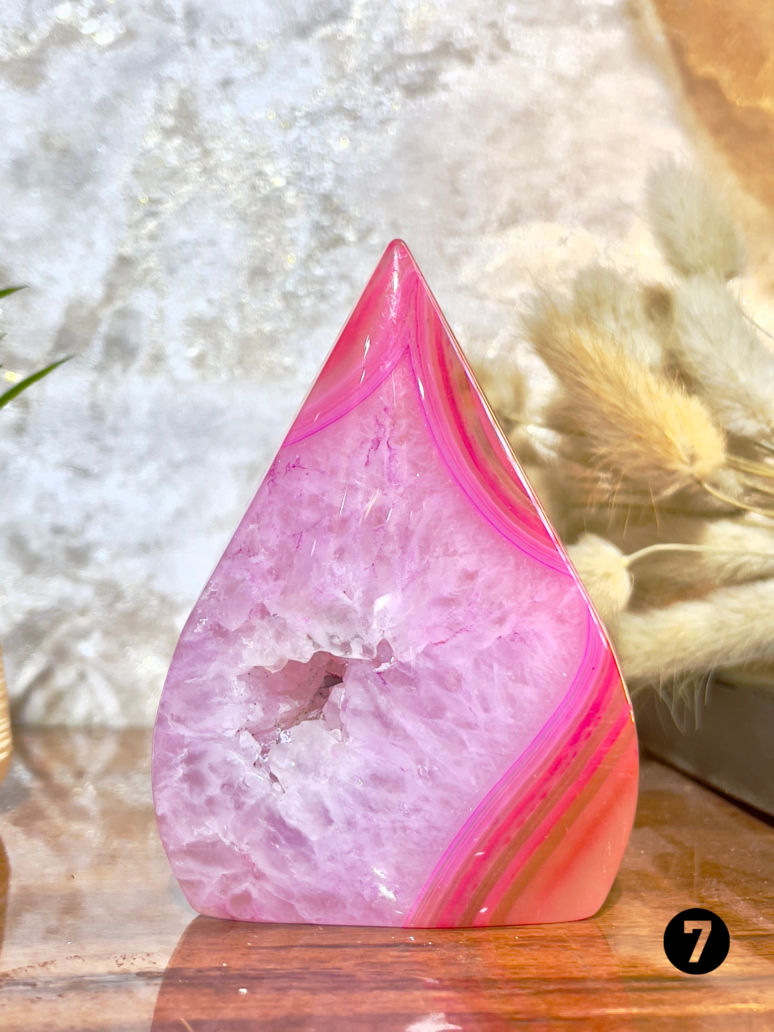Pink Agate Flame Tower for Love, Emotional Healing & Positive Energy | Natural Crystal Décor