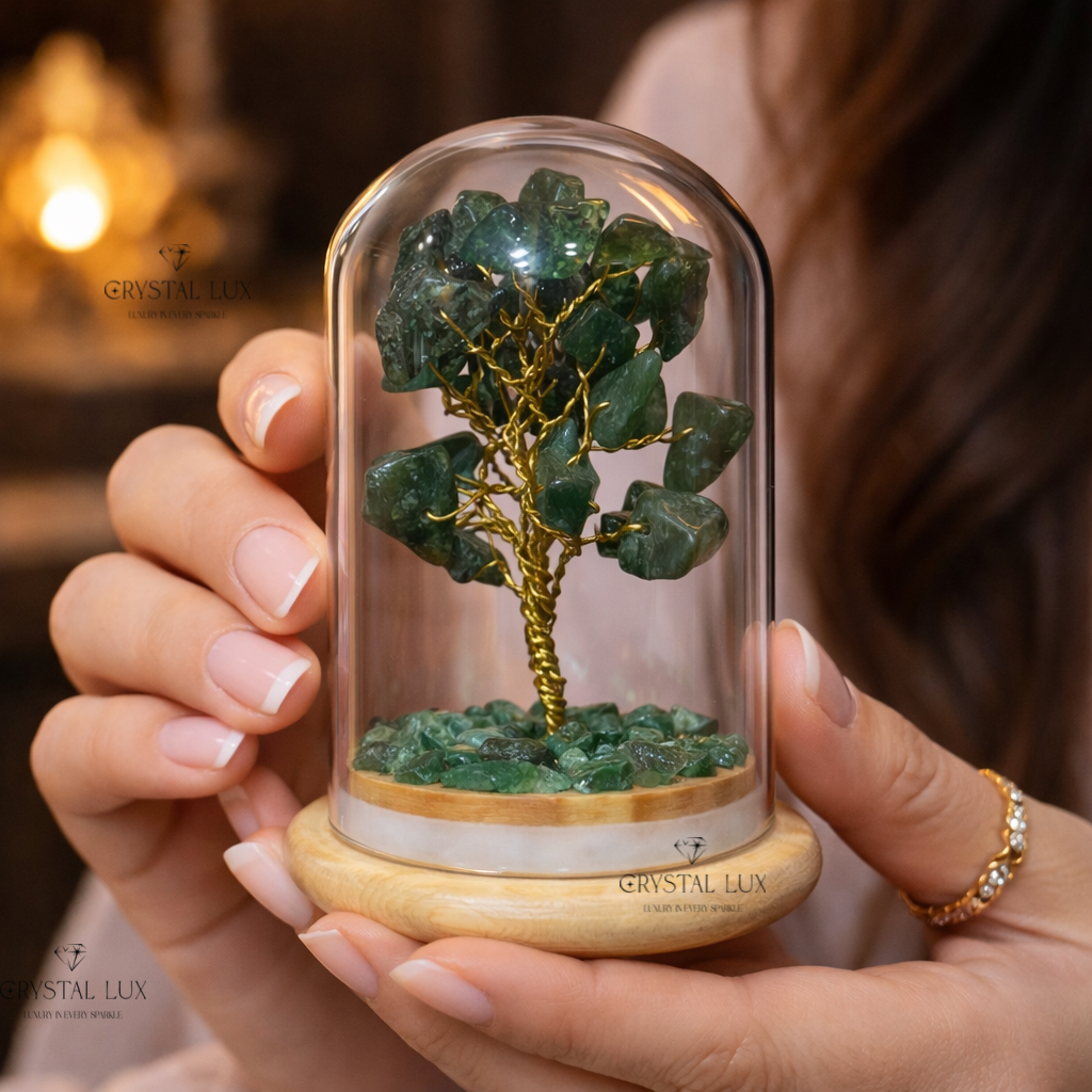 Mini Crystal Bonsai Tree in Glass Dome – Spiritual Home & Office Energy Decor
