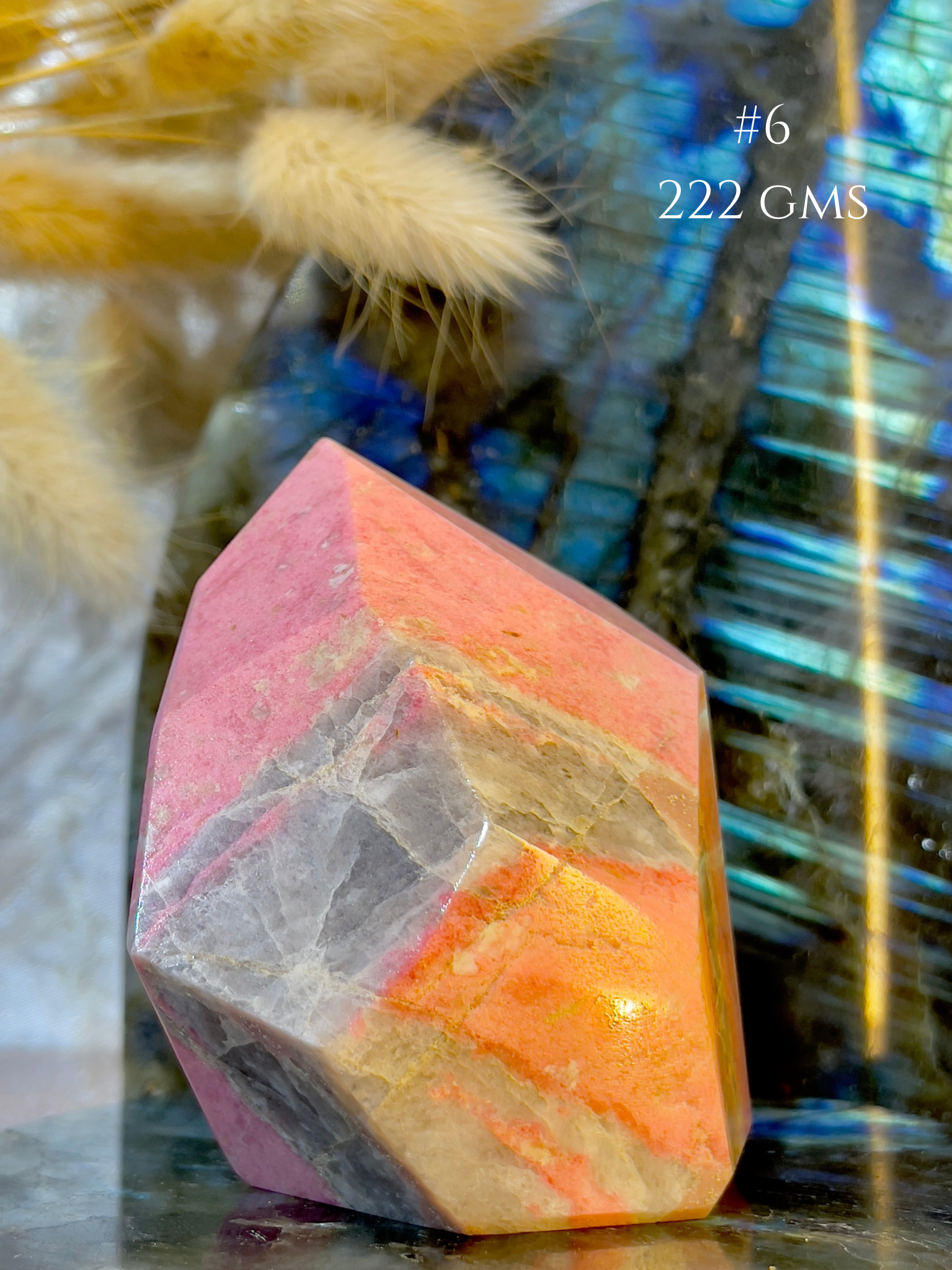 Thulite Crystal Tower for Emotional Healing & Self Love | Natural Pink Healing Stone