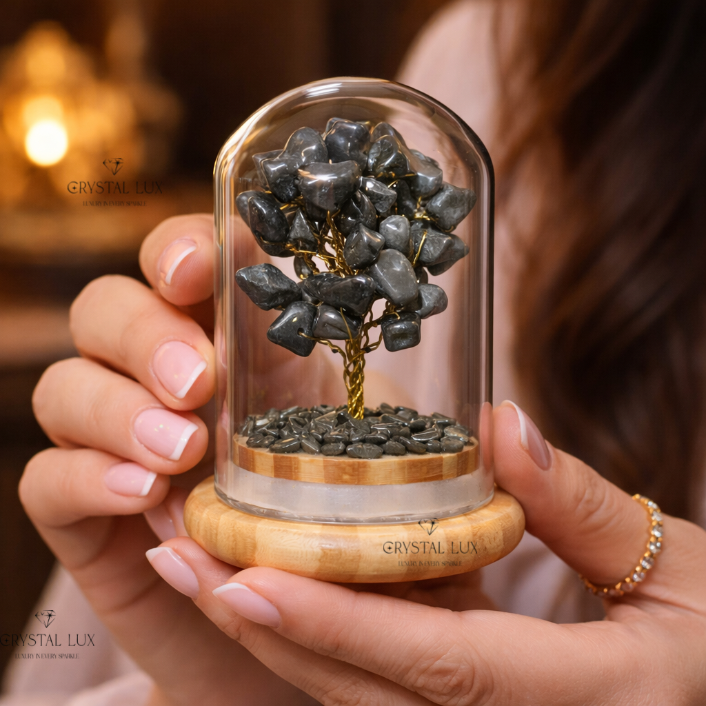 Mini Crystal Bonsai Tree in Glass Dome – Spiritual Home & Office Energy Decor