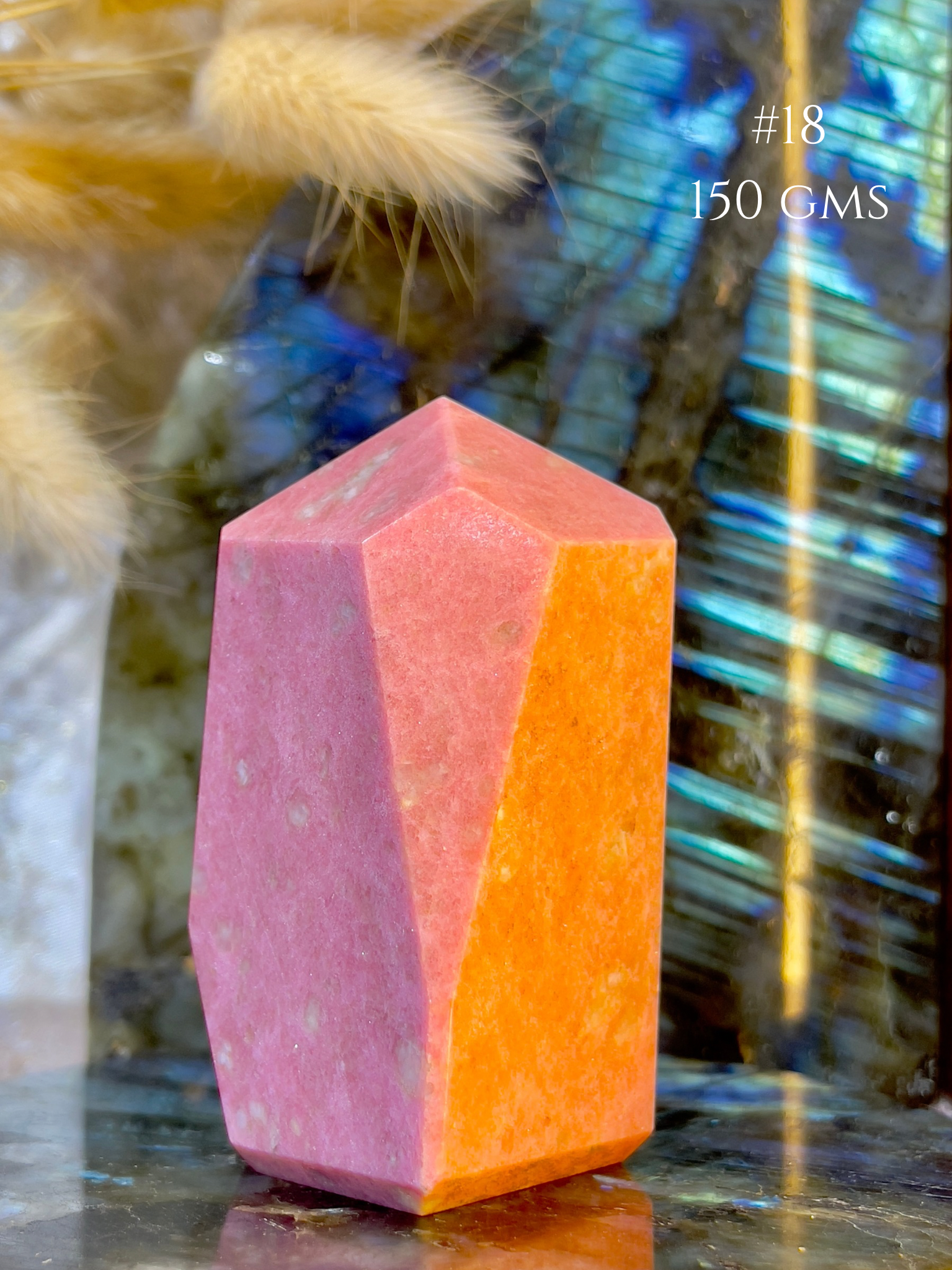 Thulite Crystal Tower for Emotional Healing & Self Love | Natural Pink Healing Stone