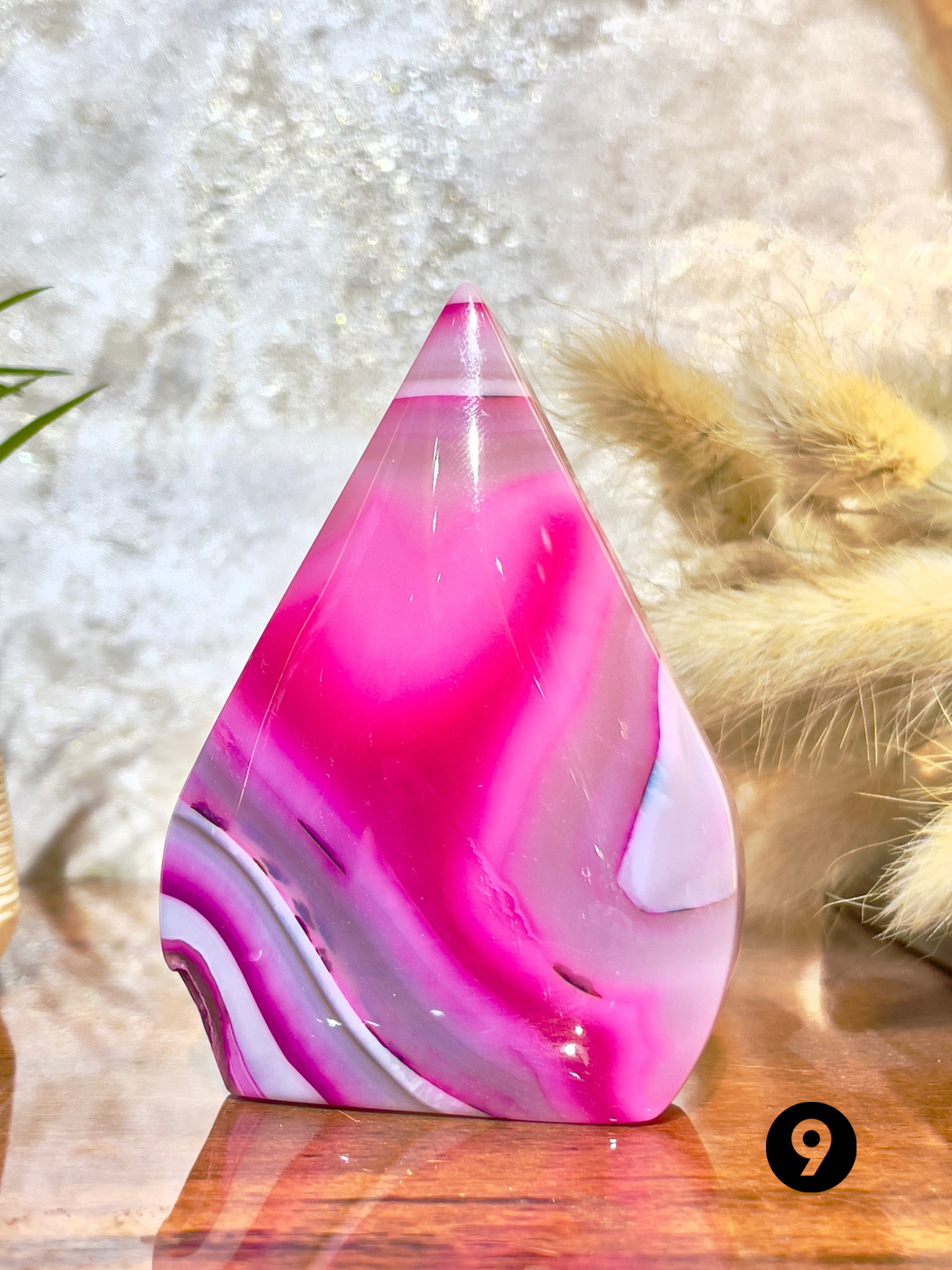 Pink Agate Flame Tower for Love, Emotional Healing & Positive Energy | Natural Crystal Décor