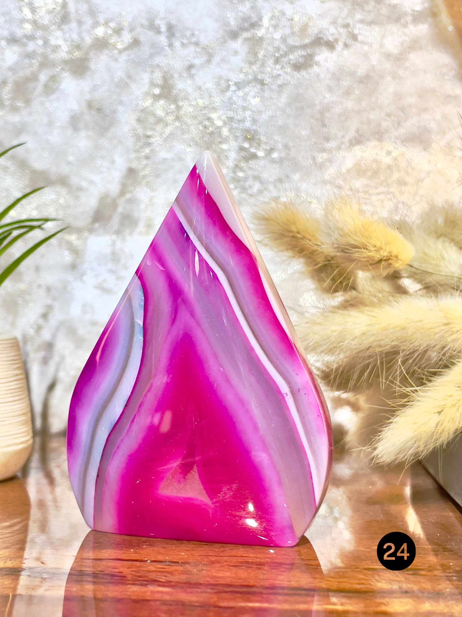 Pink Agate Flame Tower for Love, Emotional Healing & Positive Energy | Natural Crystal Décor