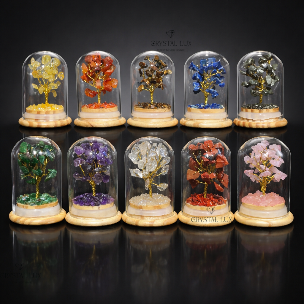 Mini Crystal Bonsai Tree in Glass Dome – Spiritual Home & Office Energy Decor