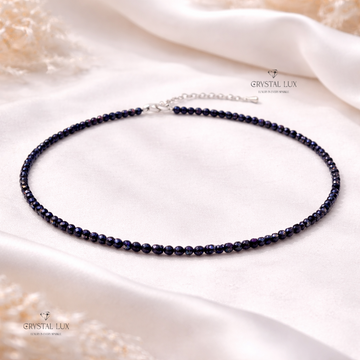 Luxury Blue Sandstone 2mm Faceted Necklace – Handmade Healing Crystal Jewelry | Elegant Minimal Neckpiece