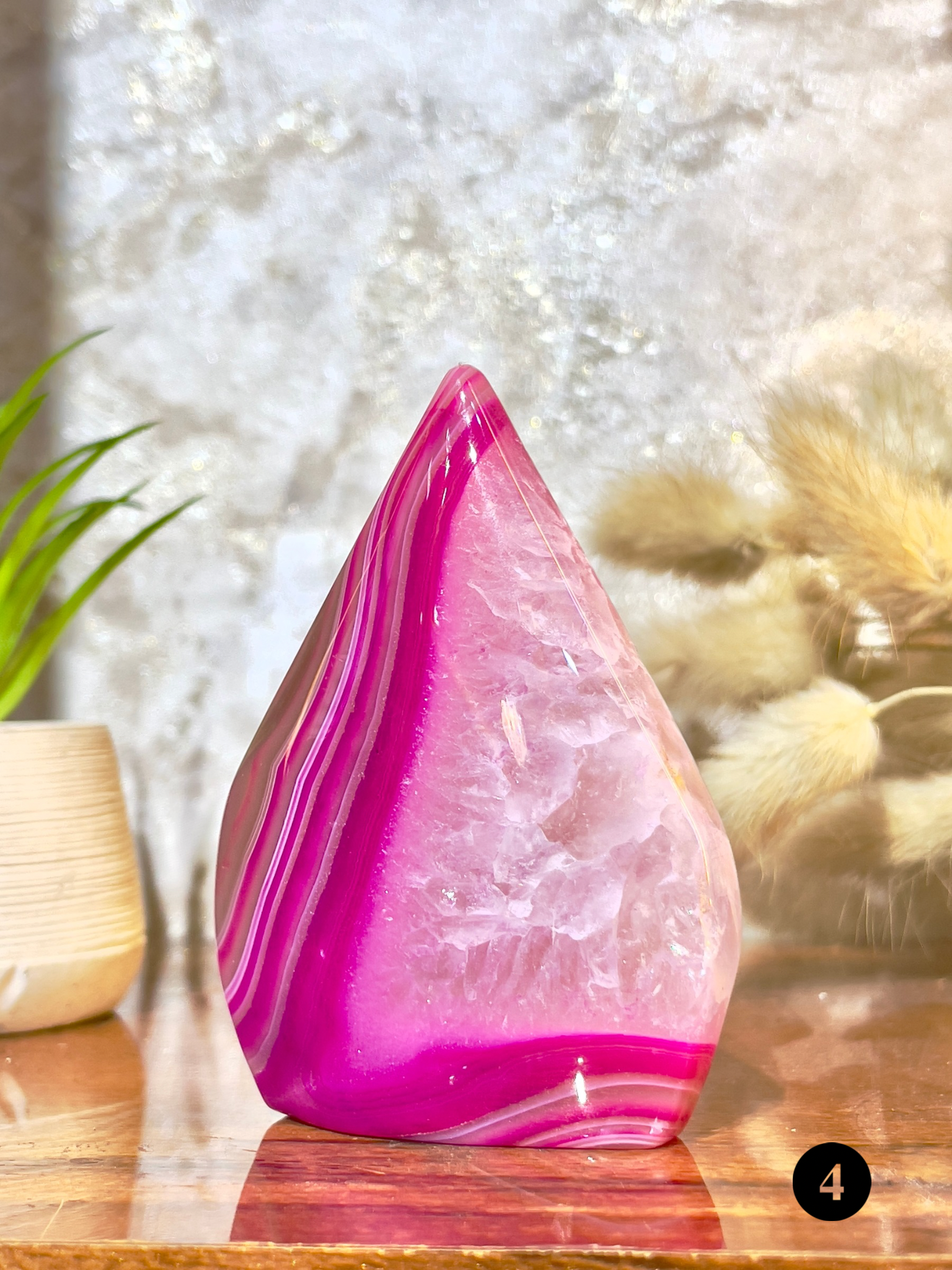 Pink Agate Flame Tower for Love, Emotional Healing & Positive Energy | Natural Crystal Décor